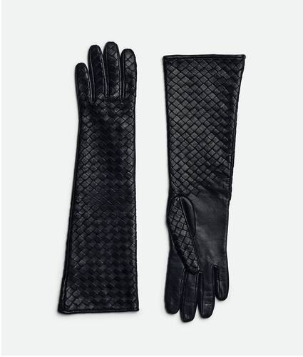 Intrecciato Leather Midi Gloves