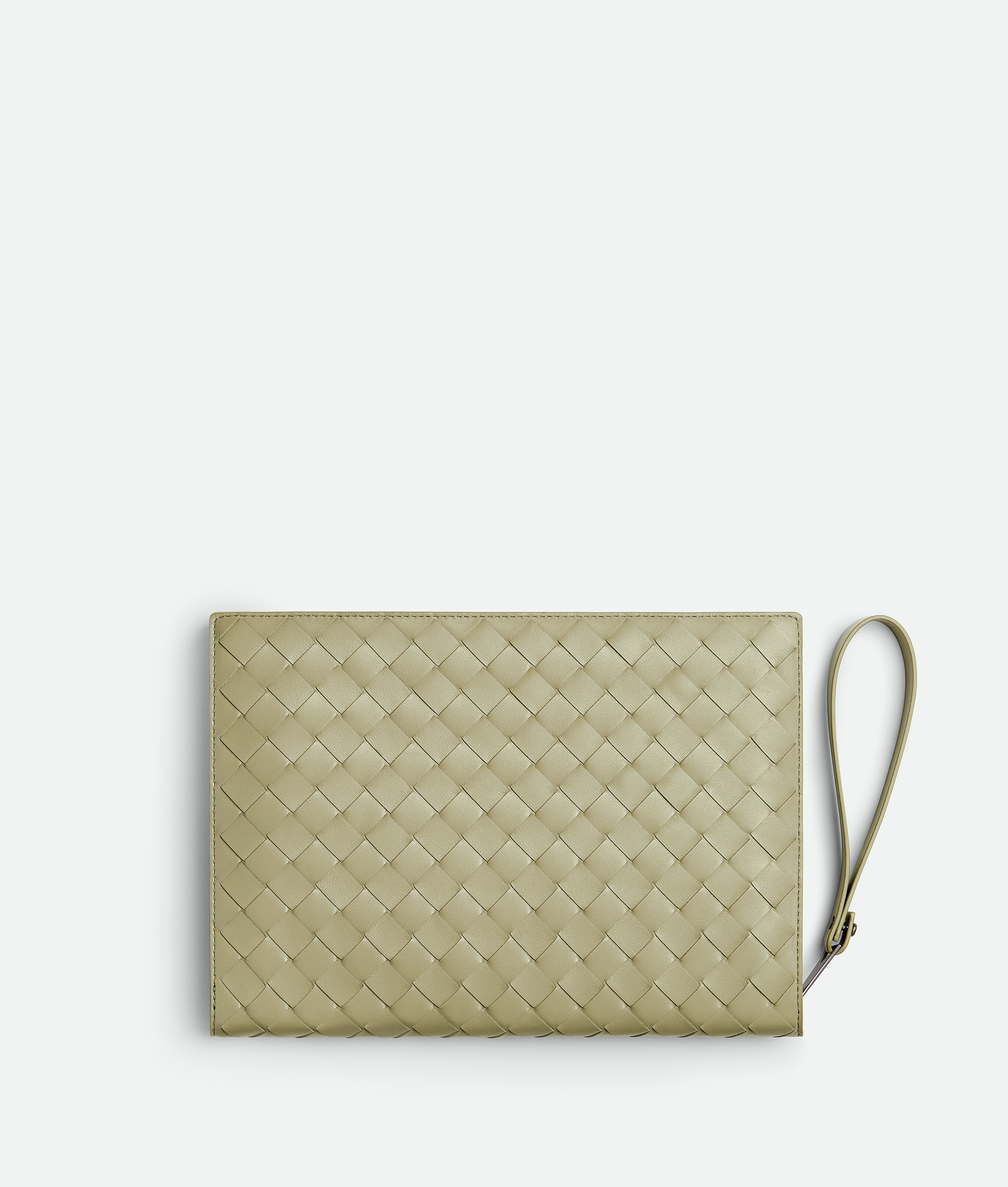 Bottega Veneta Kleine Intrecciato Dokumentenmappe Mit Handgelenkschlaufe In Travertine