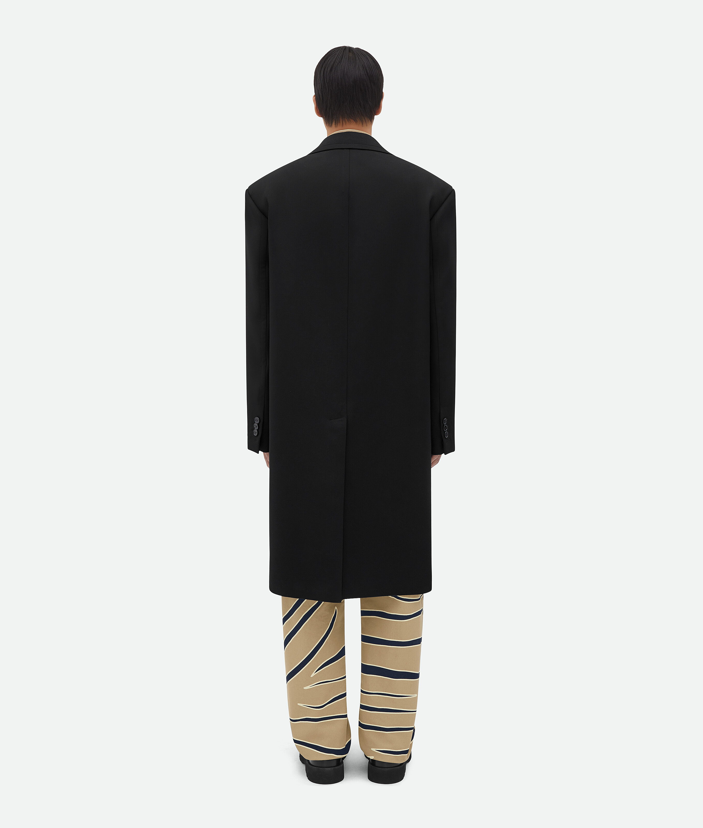 Bottega Veneta Compact Wool Coat In Black