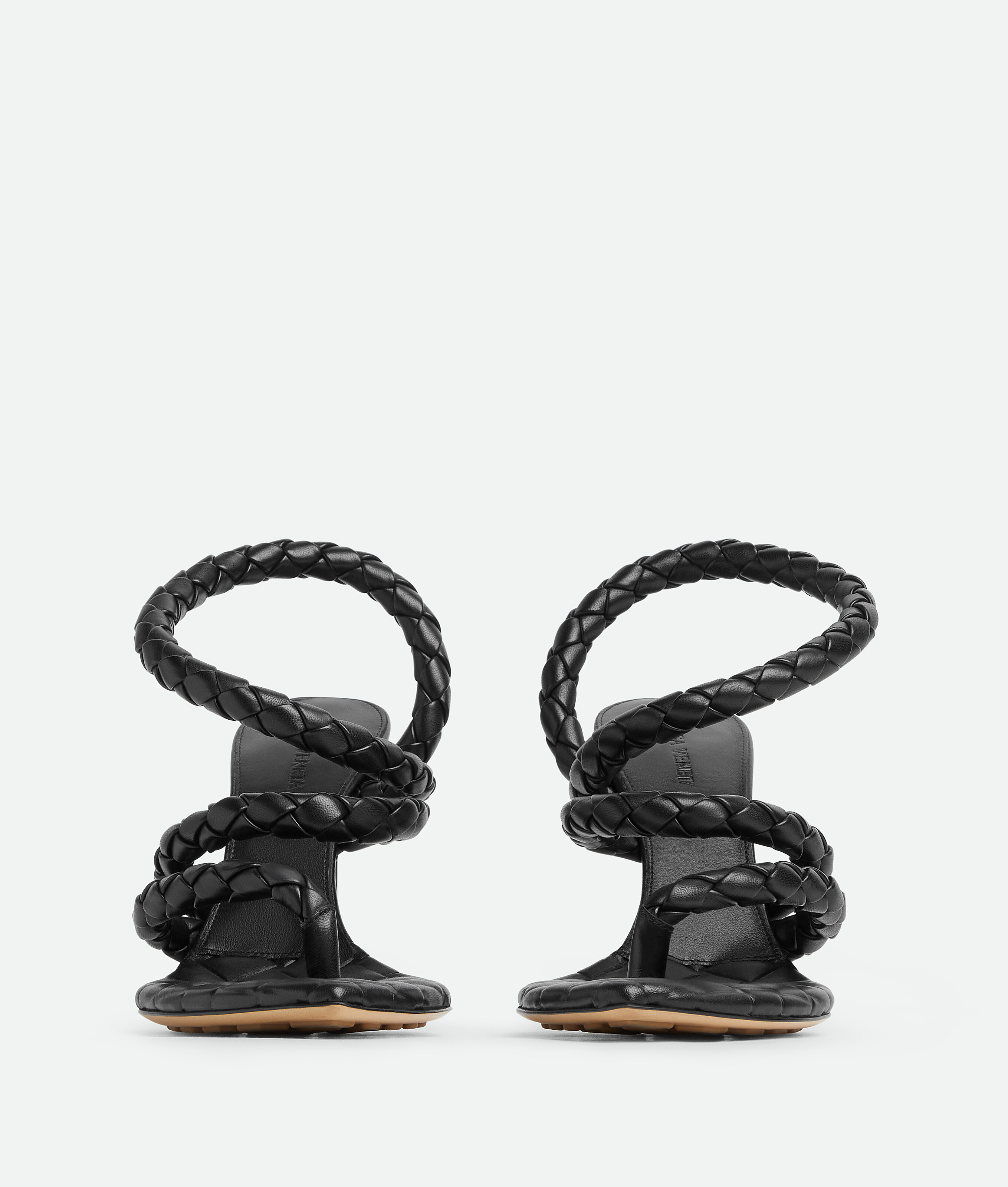 Bottega Veneta Woven Pattern High Heel Sandals In Black