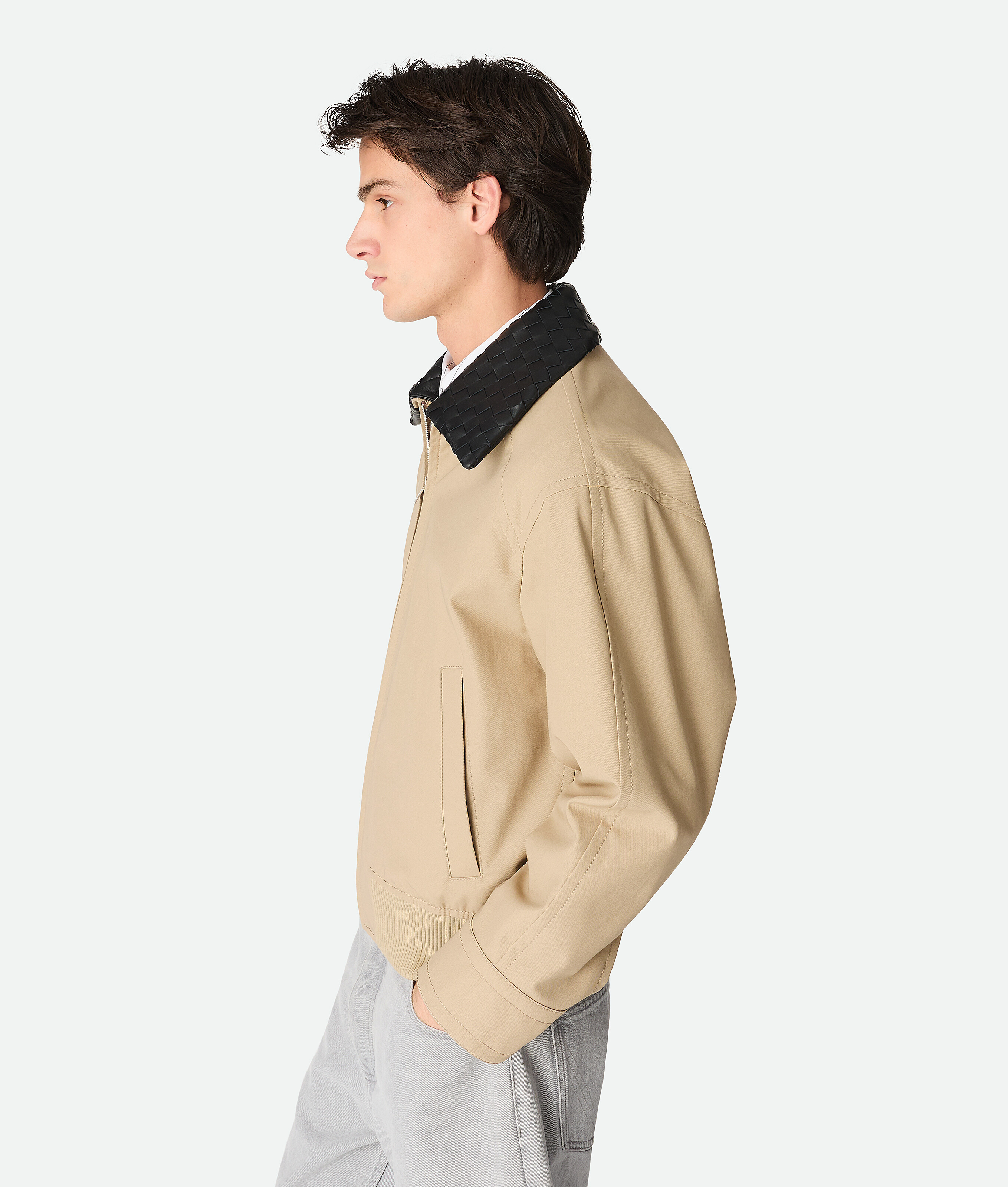 Shop Bottega Veneta Blouson Aus Baumwolltwill In Beige