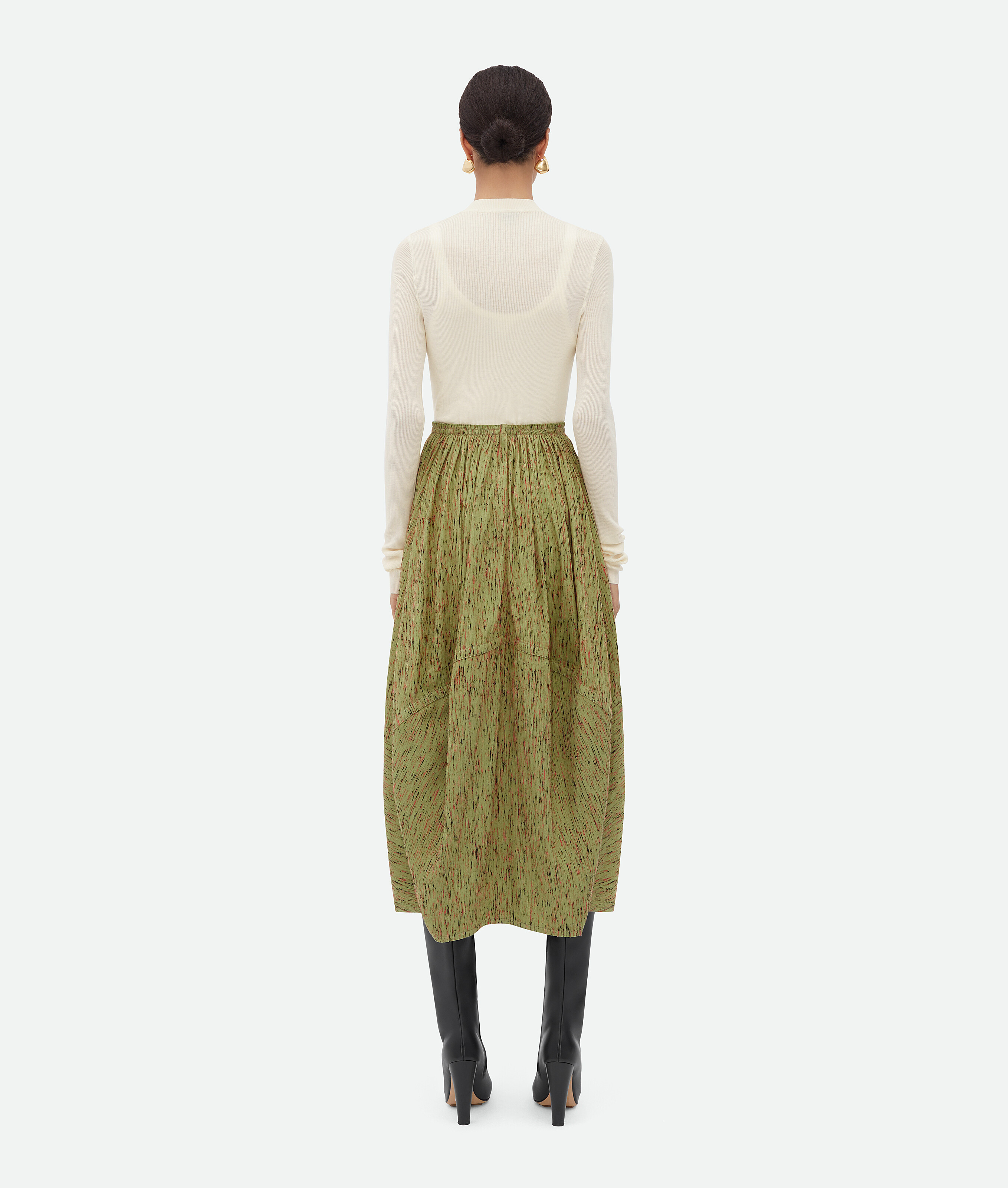 Bottega Veneta Bottega  Veneta Textured Viscose Stripe Balloon Skirt In Green