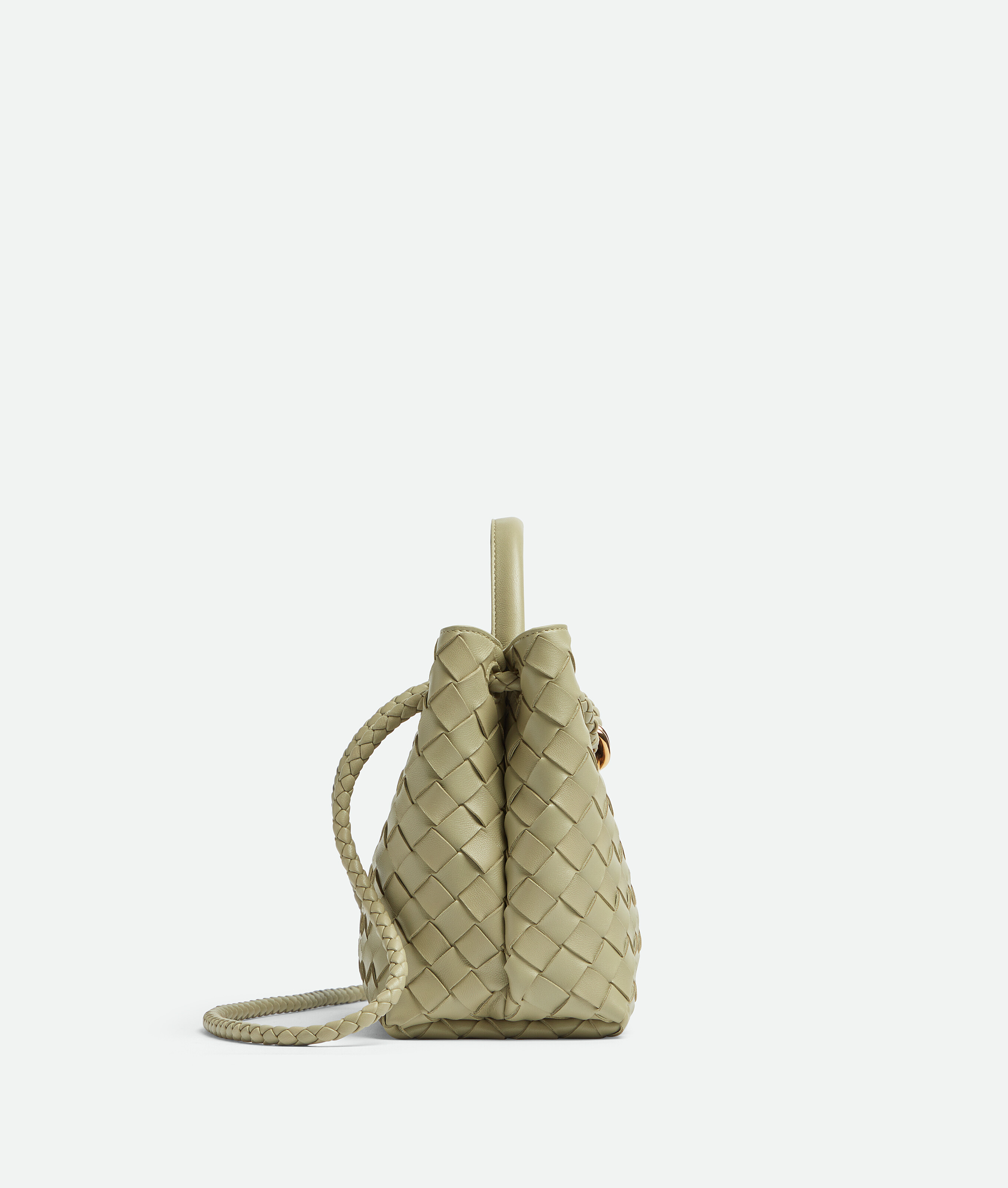 Bottega Veneta Andiamo Small Leather Top-handle Bag In Green