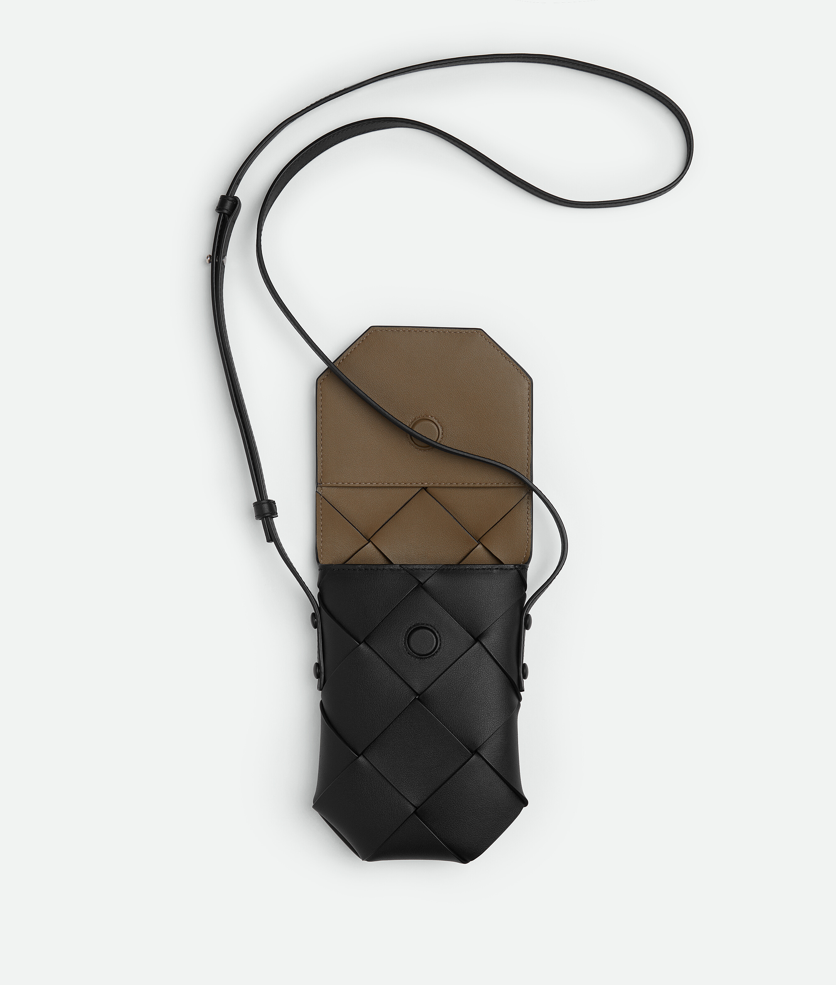 Bottega Veneta Diago Phone Pouch In Black/pinecone