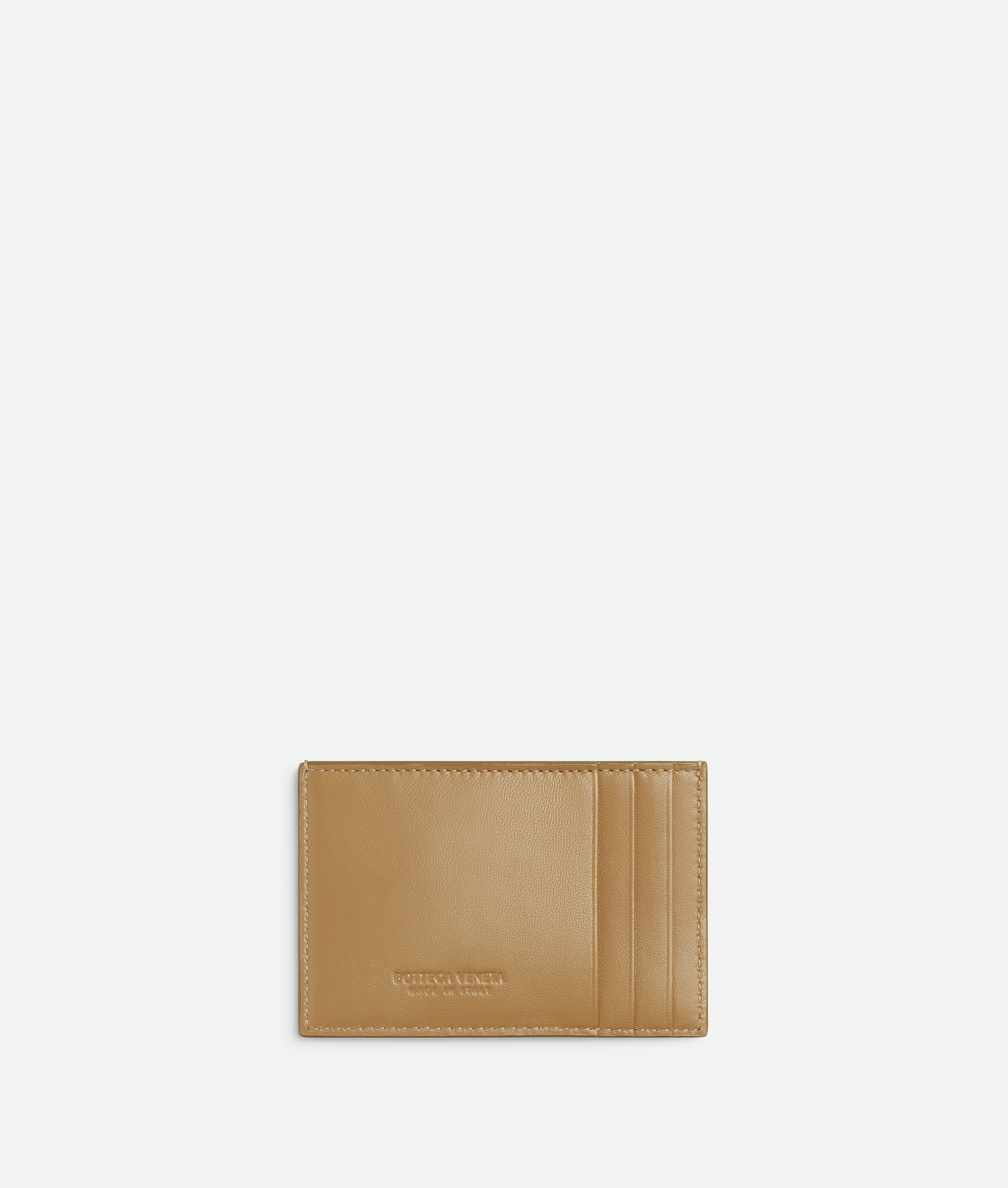 Bottega Veneta Cassette Credit Card Case In Algae/dark Praline