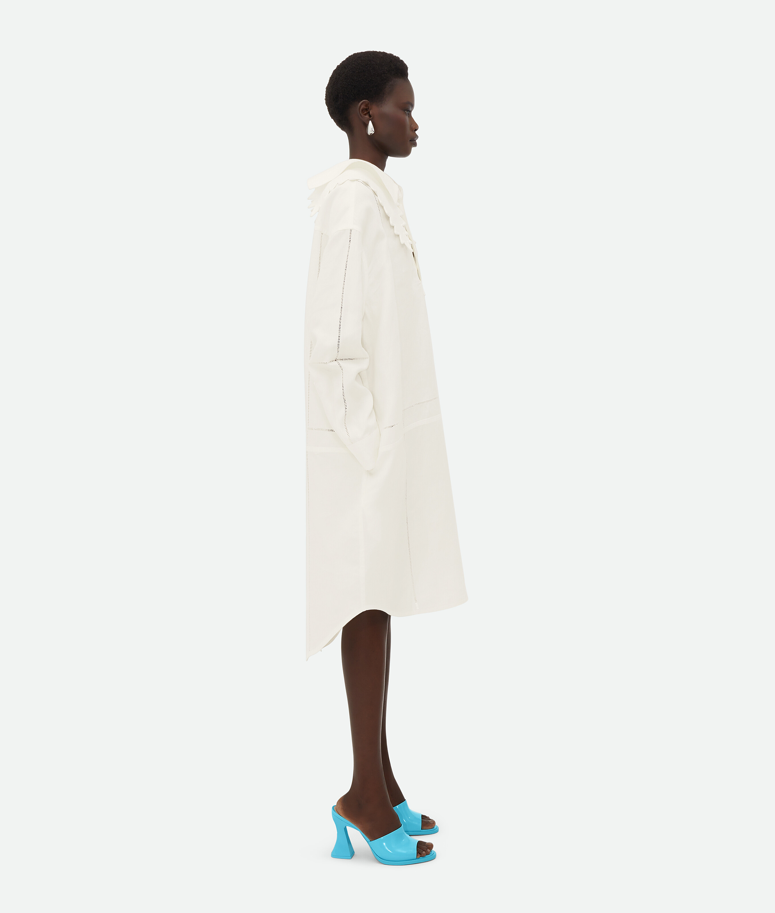 Shop Bottega Veneta English Embroidery Linen Dress In White