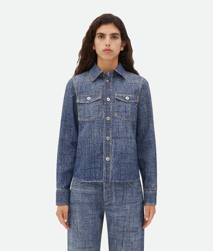 Display a large version of the product image 1 - Textured Denim Viscose Shirt