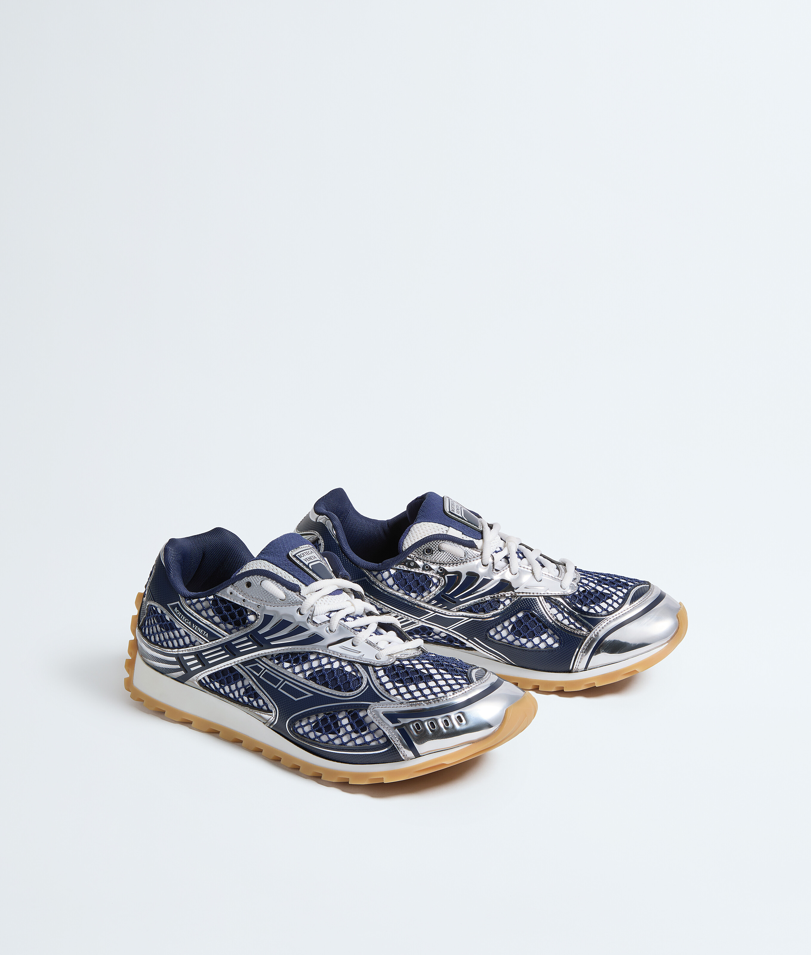 Bottega Veneta Technical Fishnet Orbit Sneaker In Blue