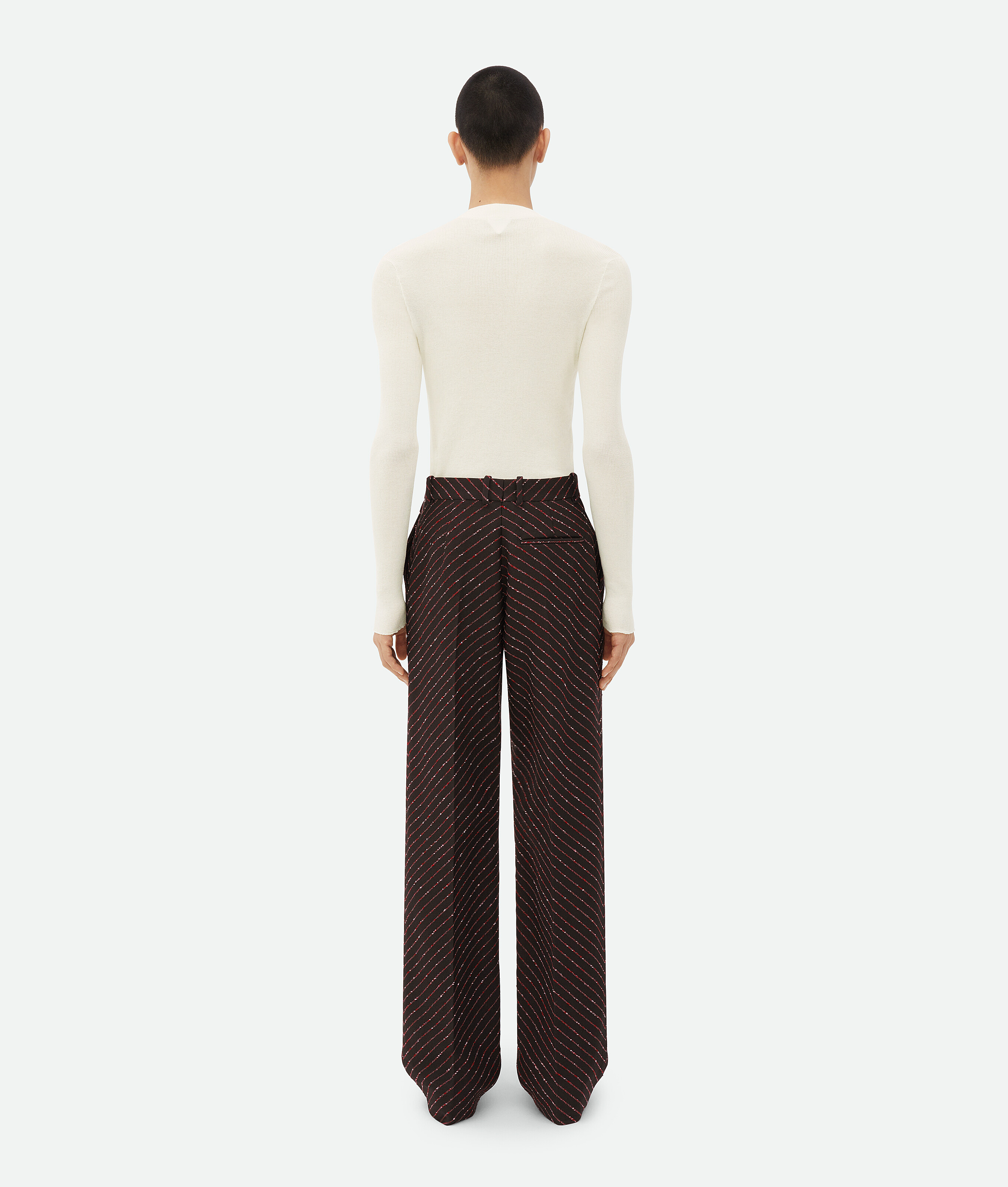 Bottega Veneta Diagonal Boucle Pinstripe Trousers In Brown