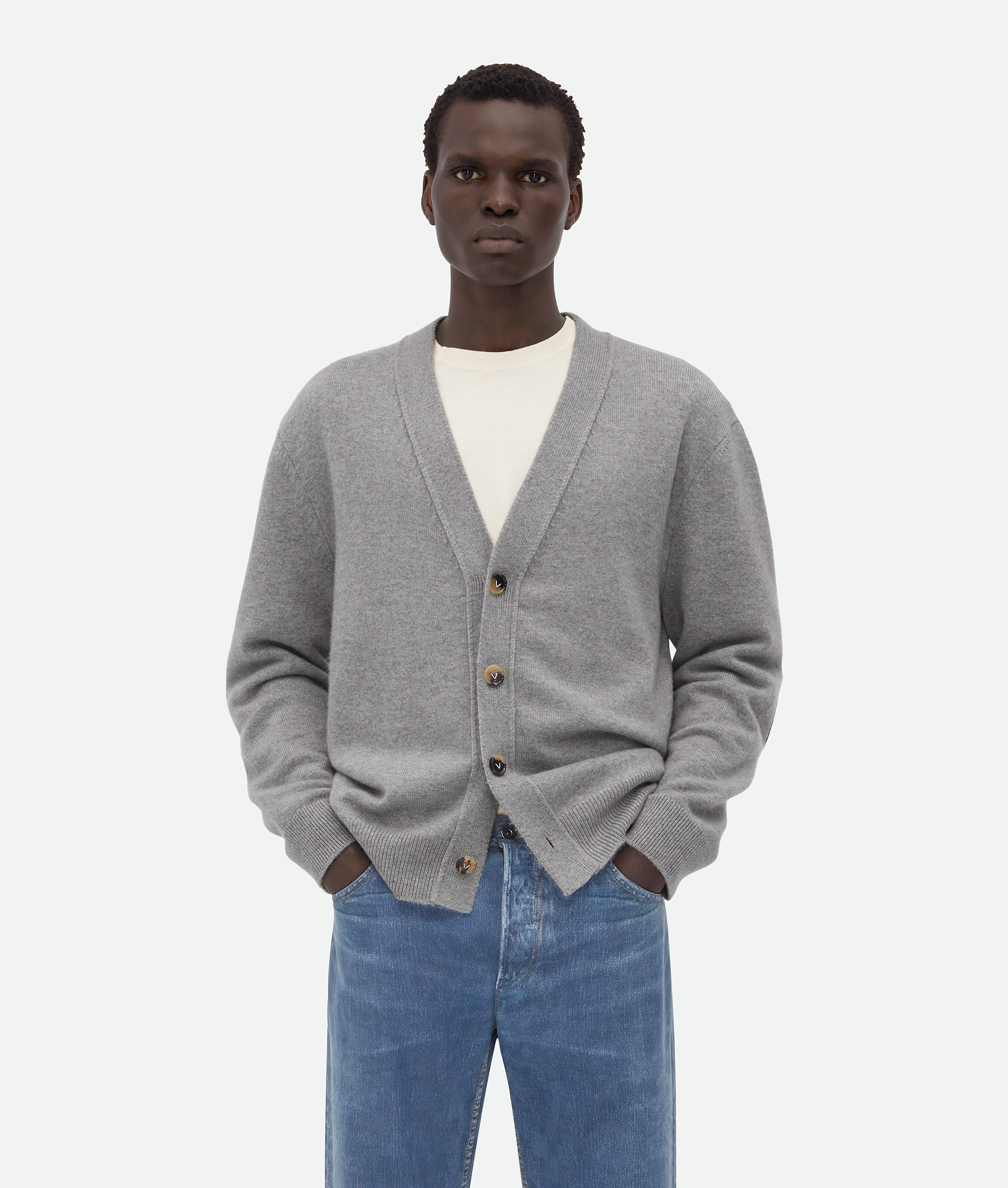 Shop Bottega Veneta Kaschmir-cardigan In Light Grey Melange