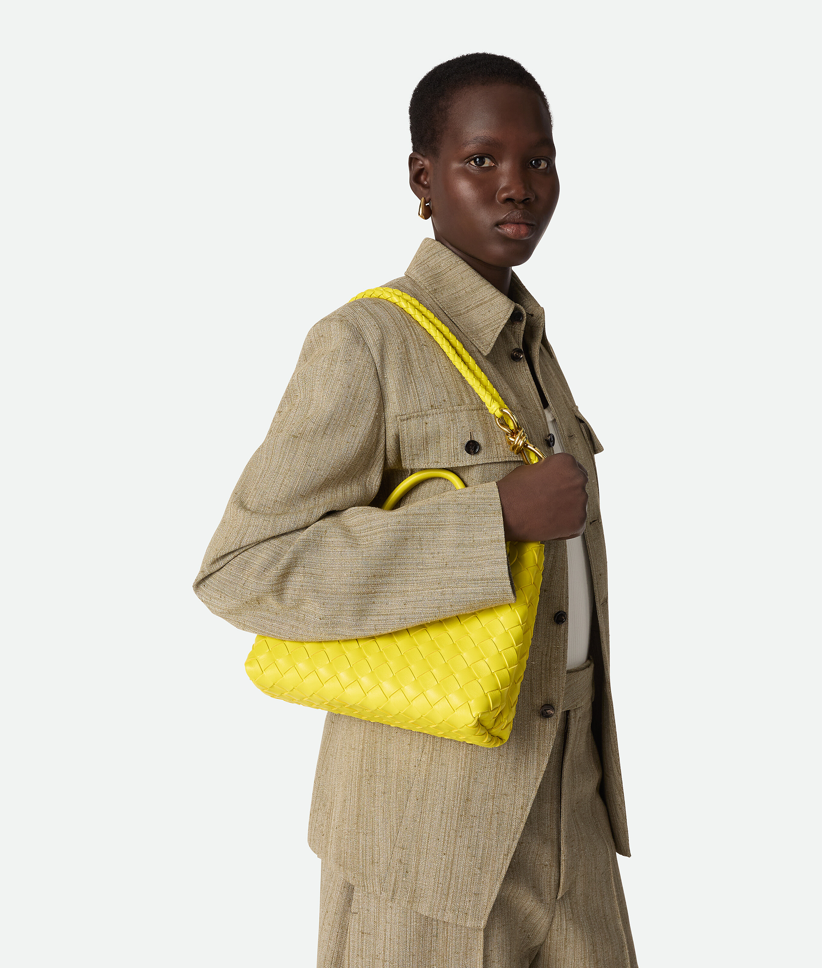 Bottega Veneta Womens Sulfur-muse B-sulfur Andiamo Small Leather Top-handle Bag In Yellow