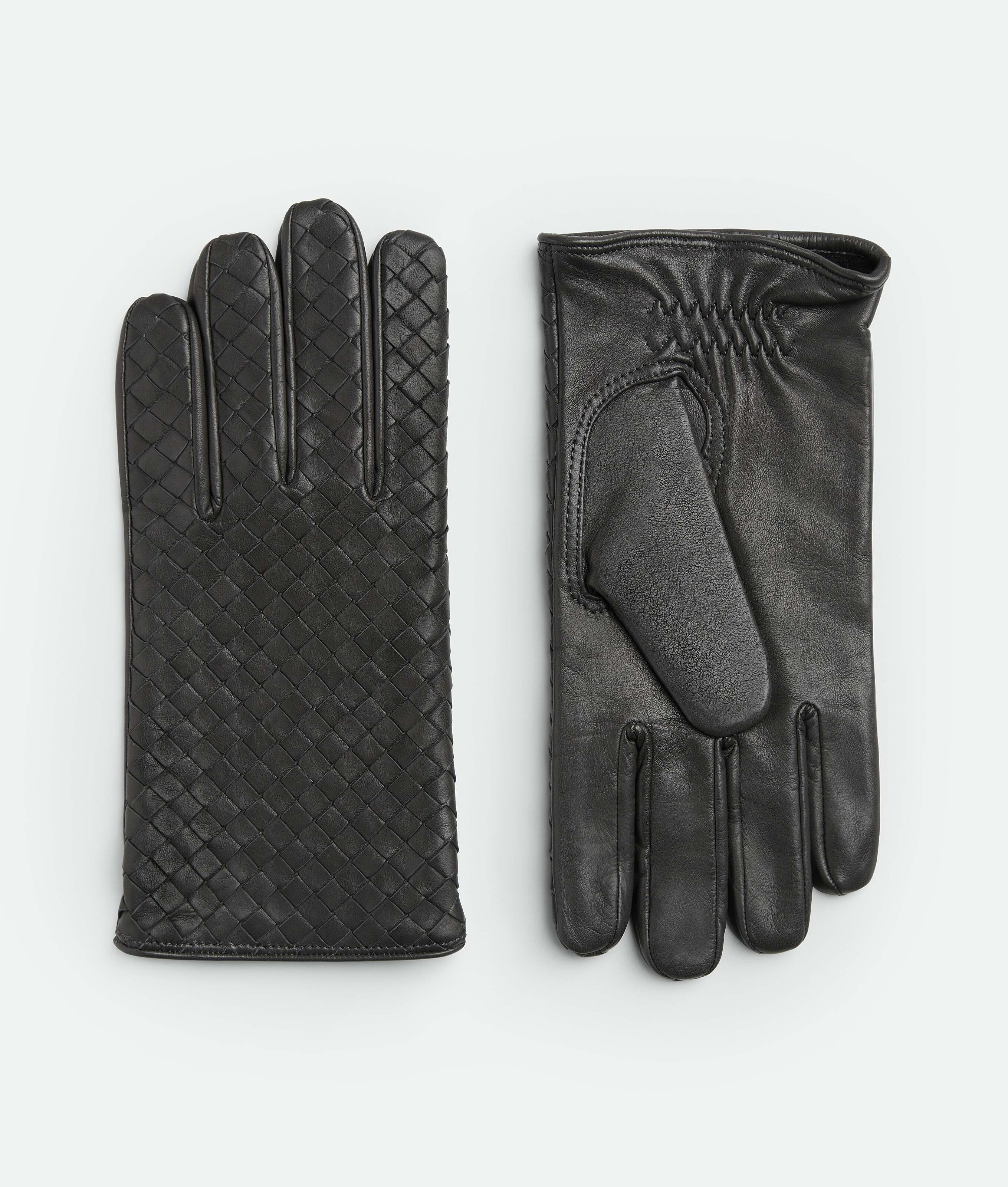 Bottega Veneta Intrecciato Leather Gloves - Ardoise - Man - 7.5 - Lambskin