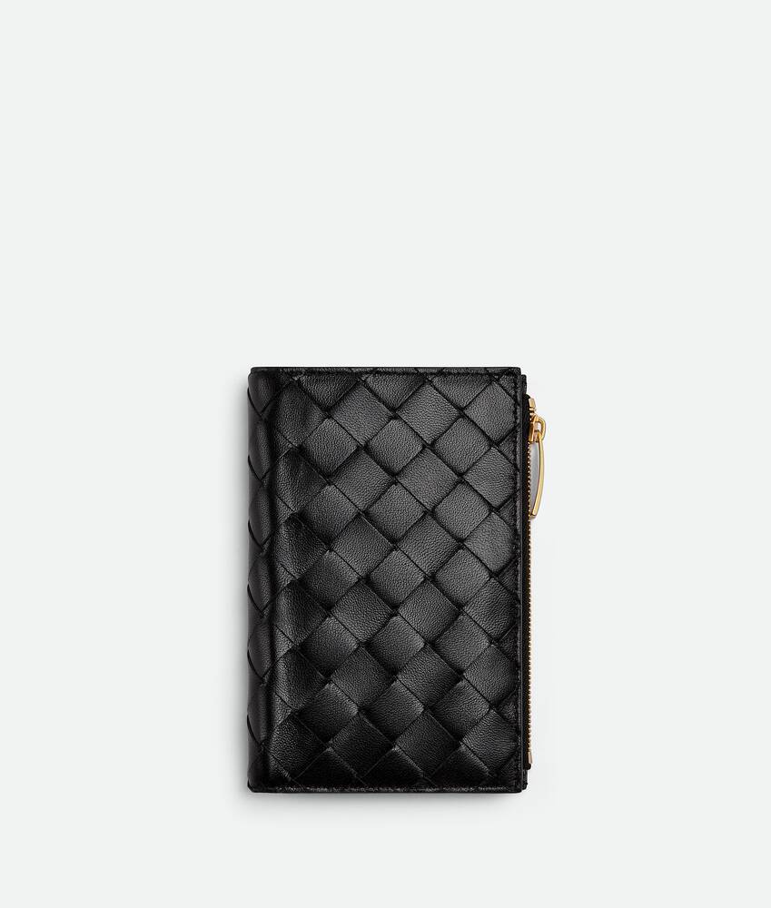 Women's Bifold Zipped Wallet in Black | Bottega Veneta® US