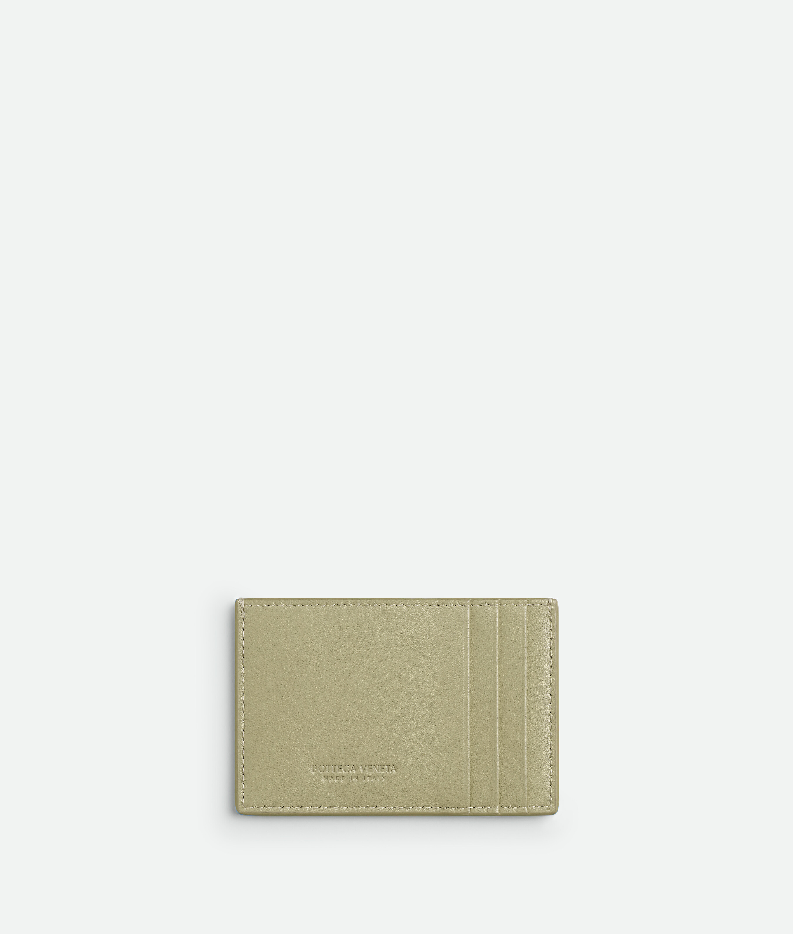 Bottega Veneta Khaki Credit Card Holder In Travertine