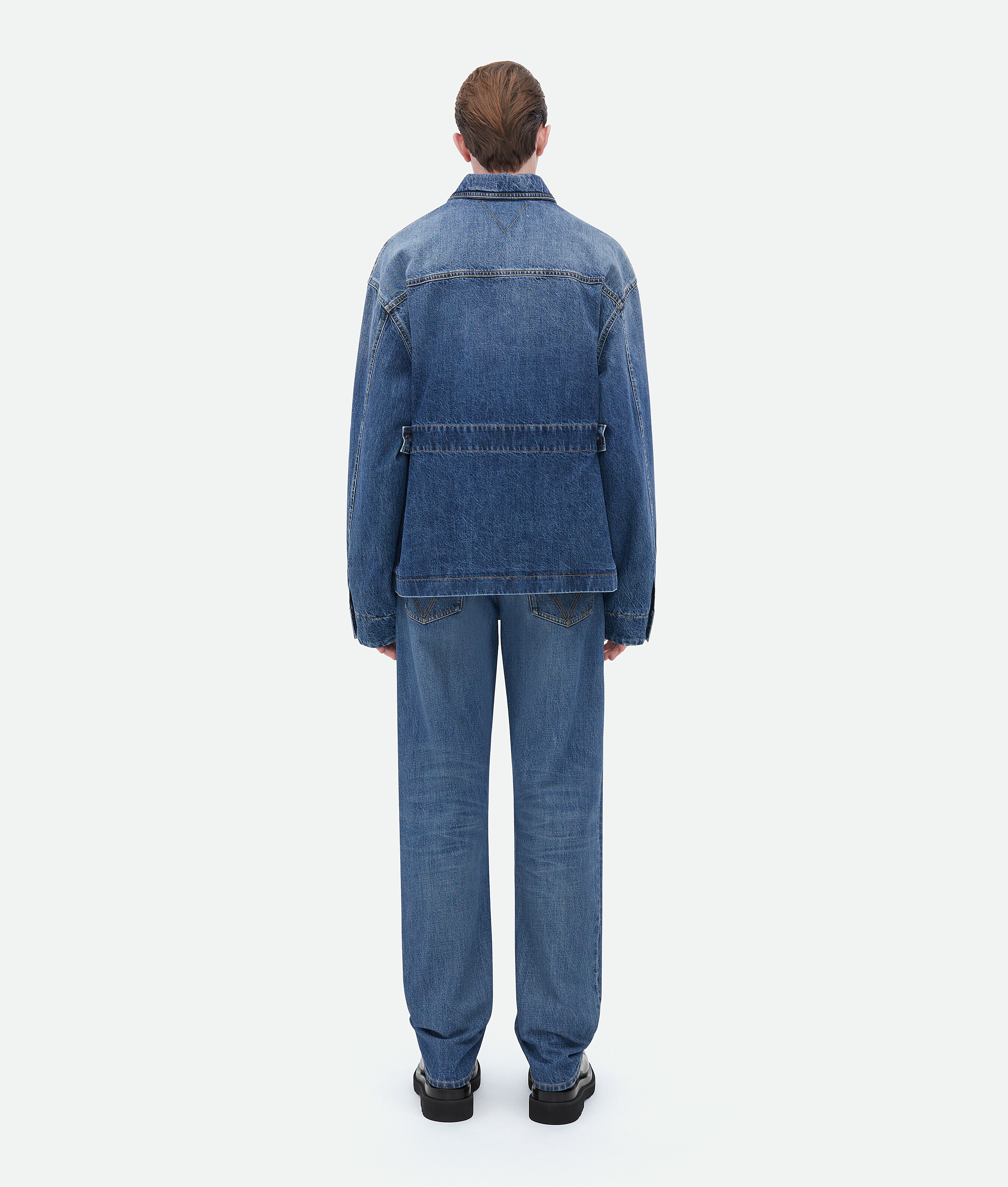 Shop Bottega Veneta Padded Denim Jacket In Blue