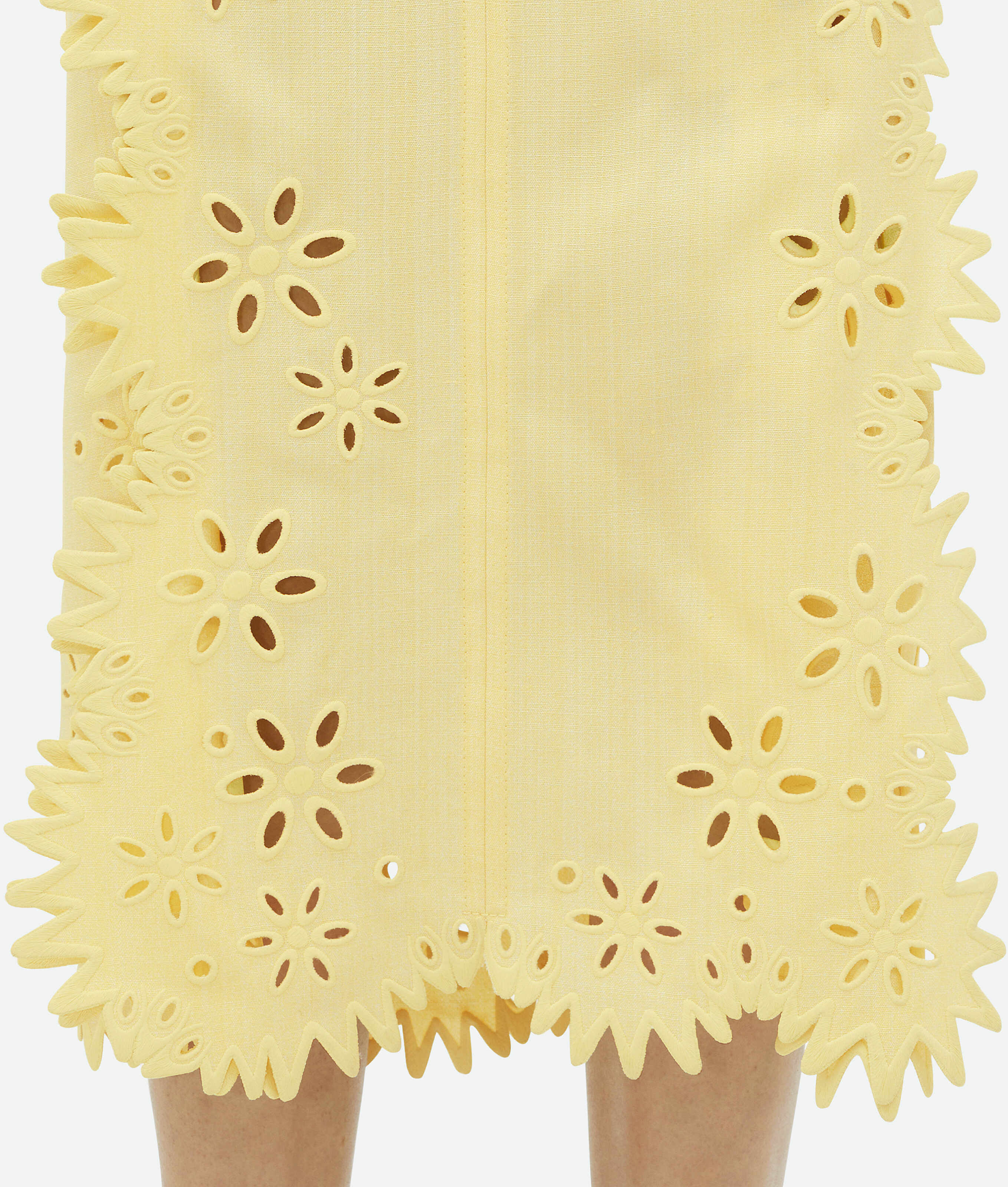 Shop Bottega Veneta English Embroidery Viscose And Silk Dress In Yellow