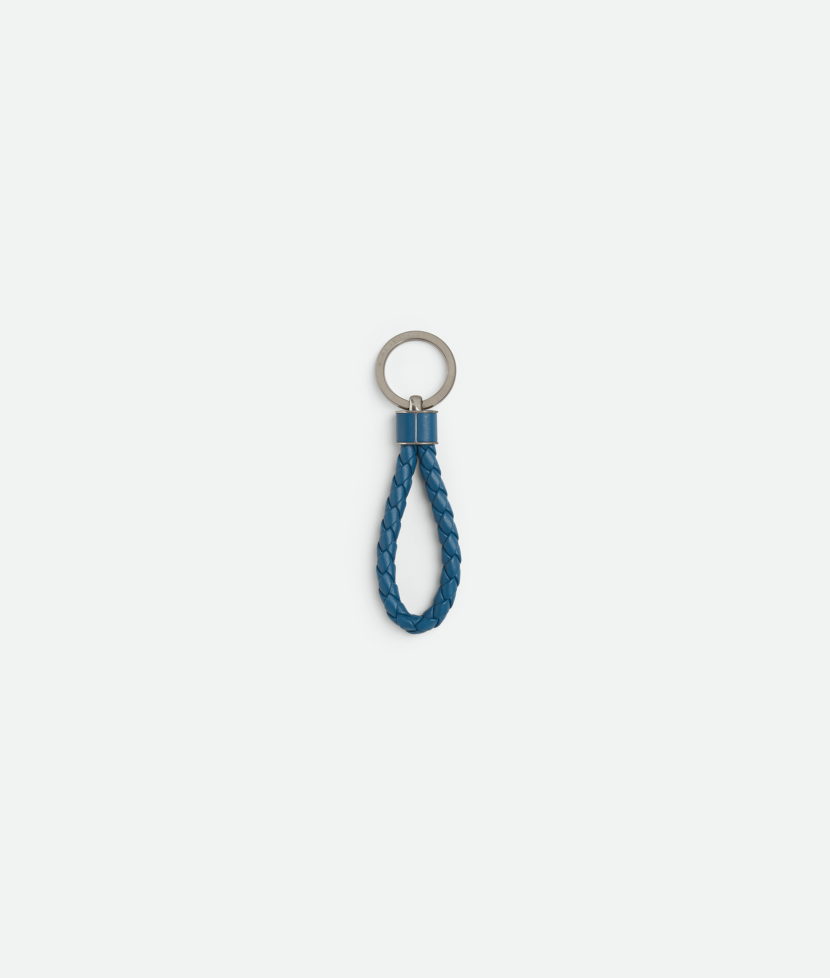 Shop Bottega Veneta Intreccio Key Ring In Blue