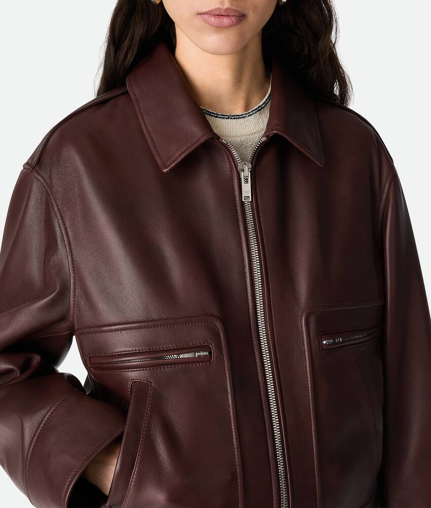 国内発送☆送料関税込【Bottega Veneta】パデッドレザーブルゾン マダーブラウンパデッドレザー ブルゾン| Bottega Veneta® 日本