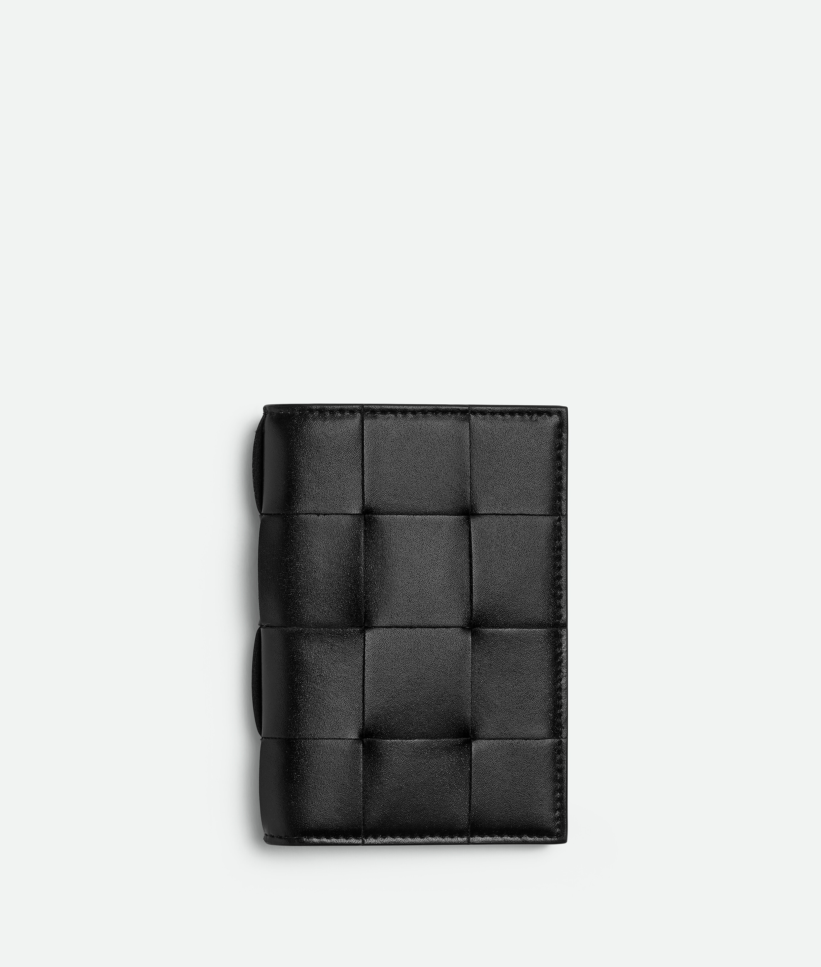 Shop Bottega Veneta Cassette Passport Holder In Black/parakeet