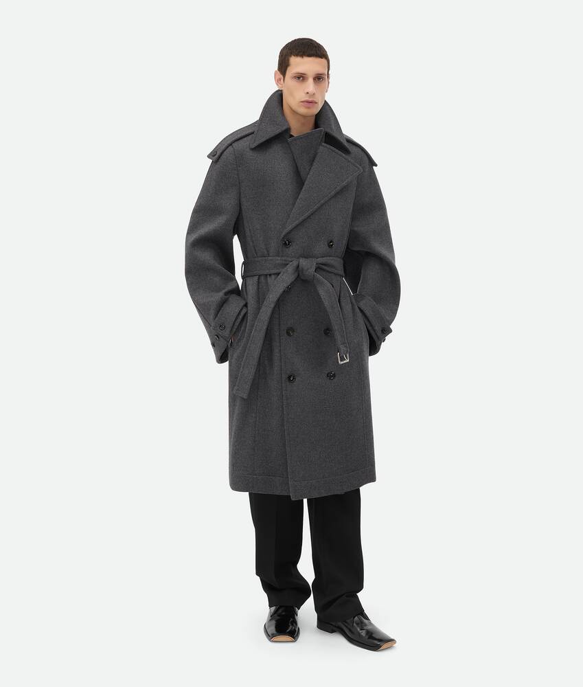 Bottega Veneta® Men’s Double Face Wool Trench Coat in Charcoal