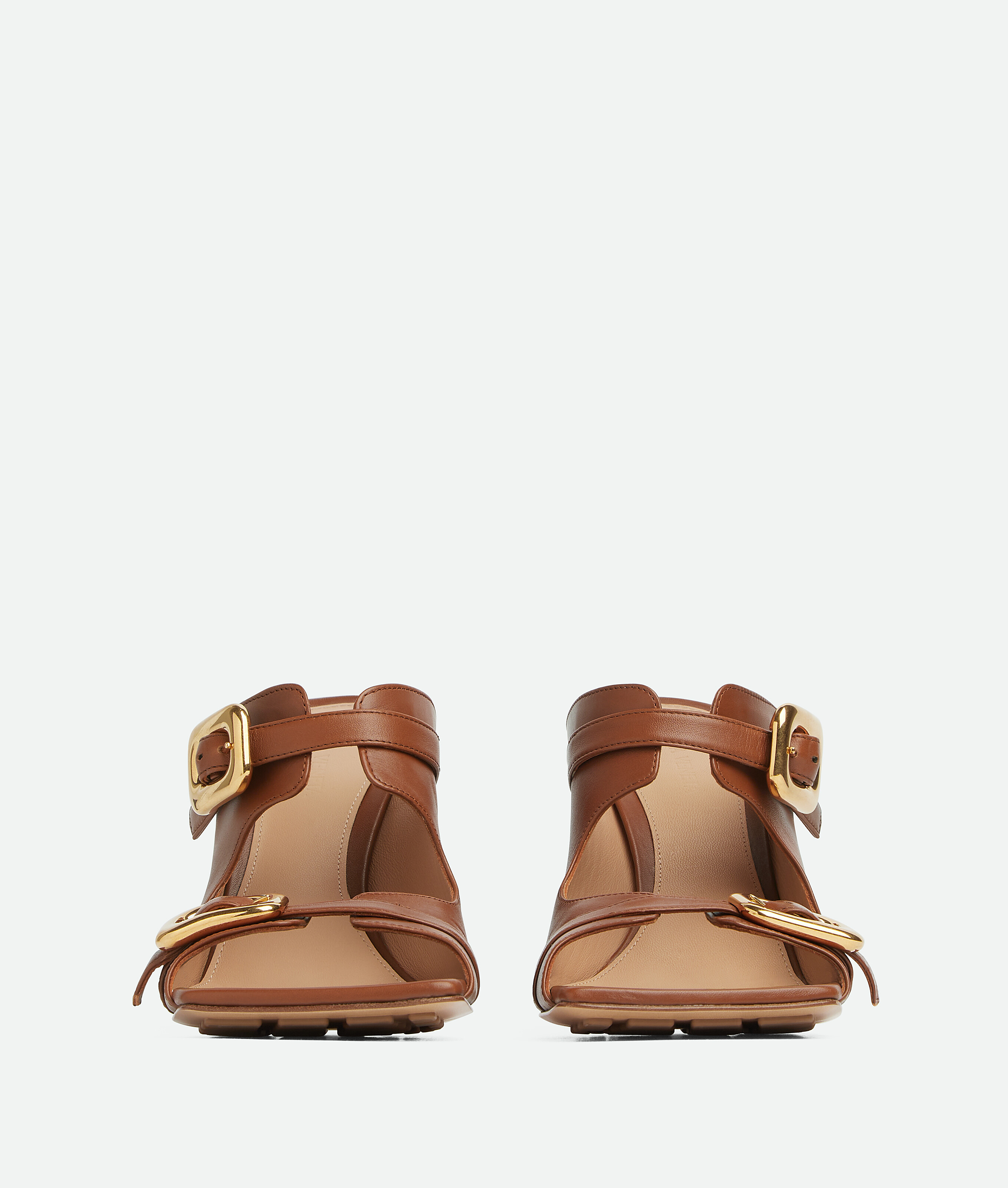 Shop Bottega Veneta Stretch Buckle Mule-sandale In Brown