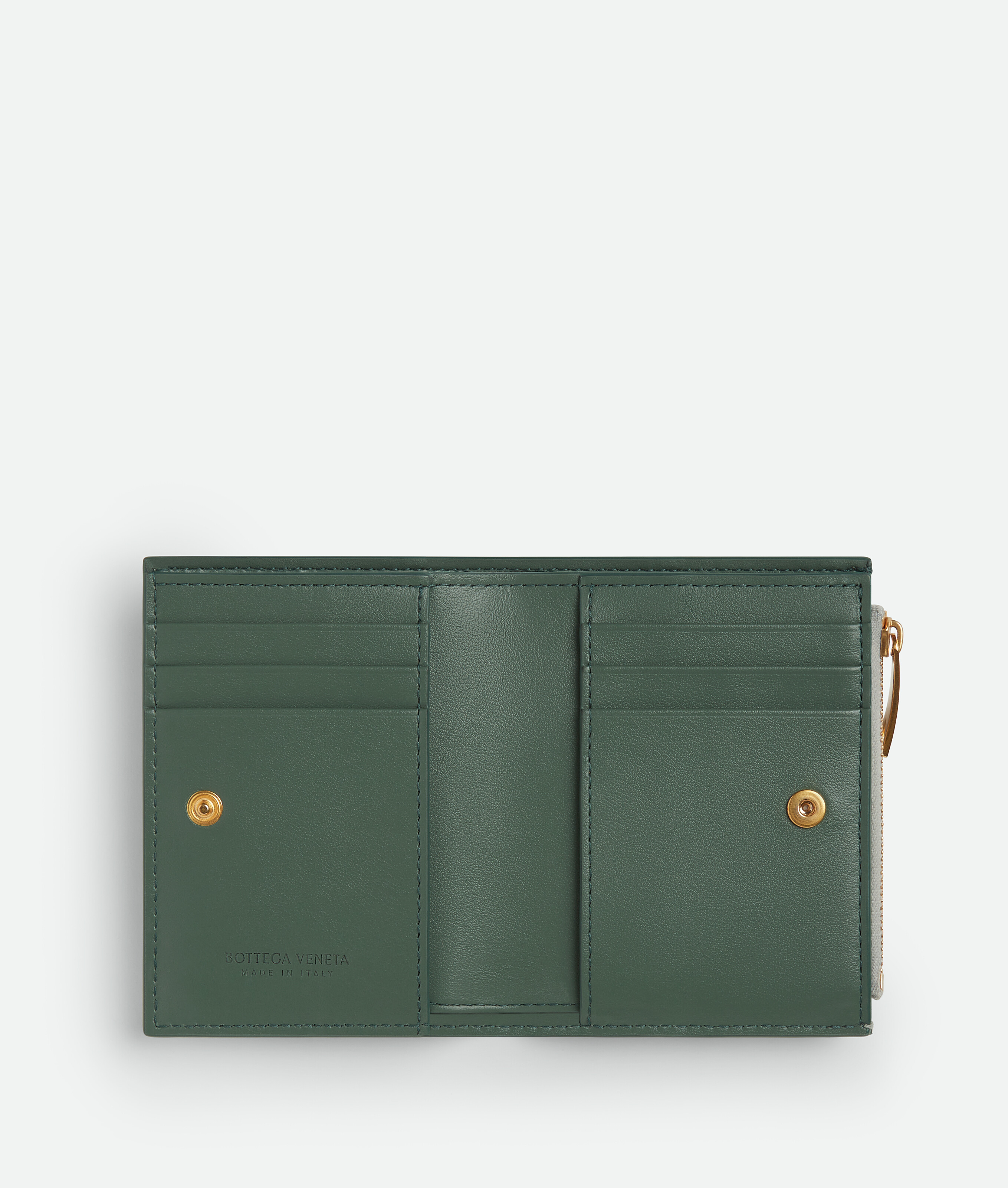 Shop Bottega Veneta Small Cassette Bi-fold Zip Wallet In Green