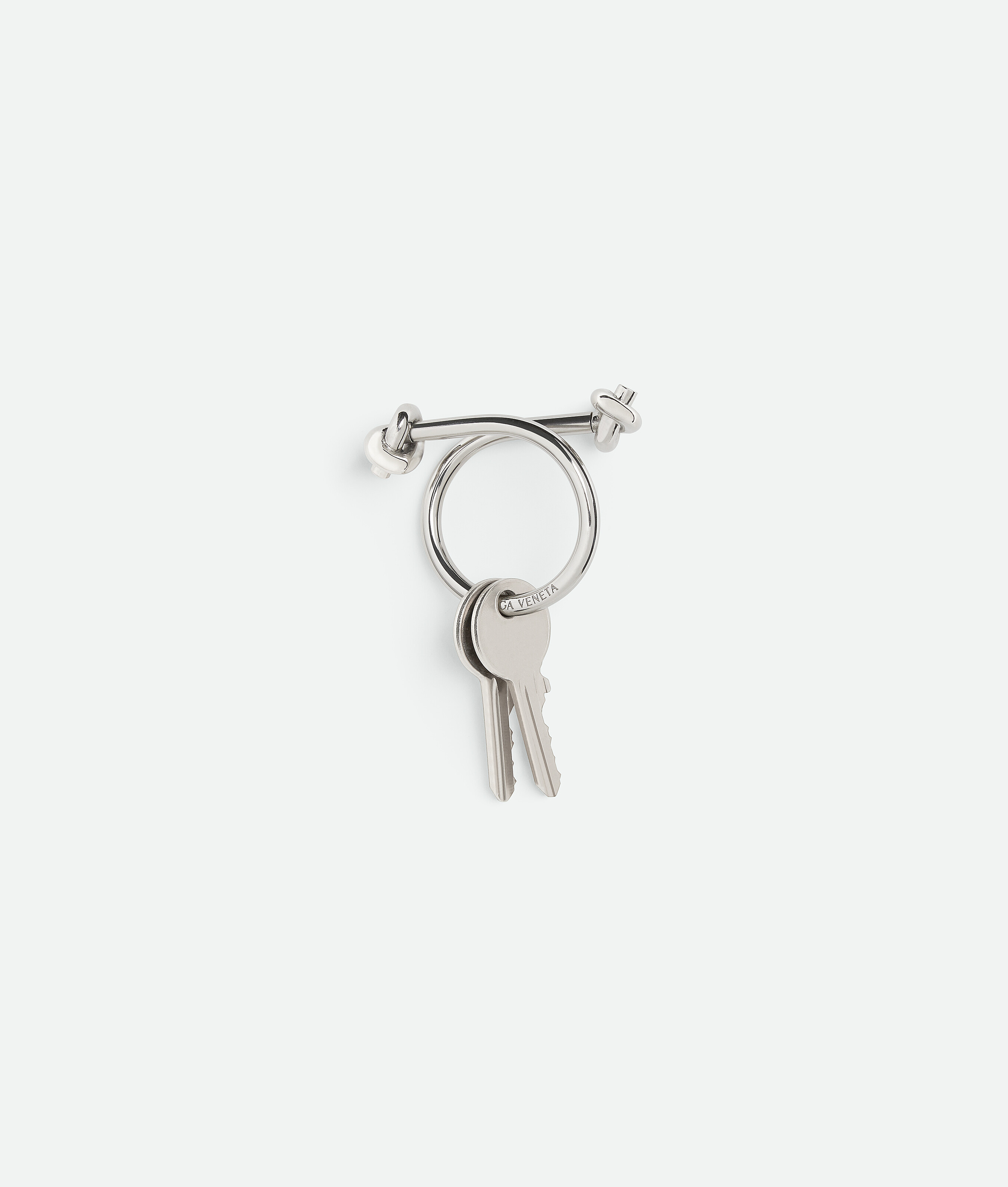 Shop Bottega Veneta Metallic Key Ring In Grey