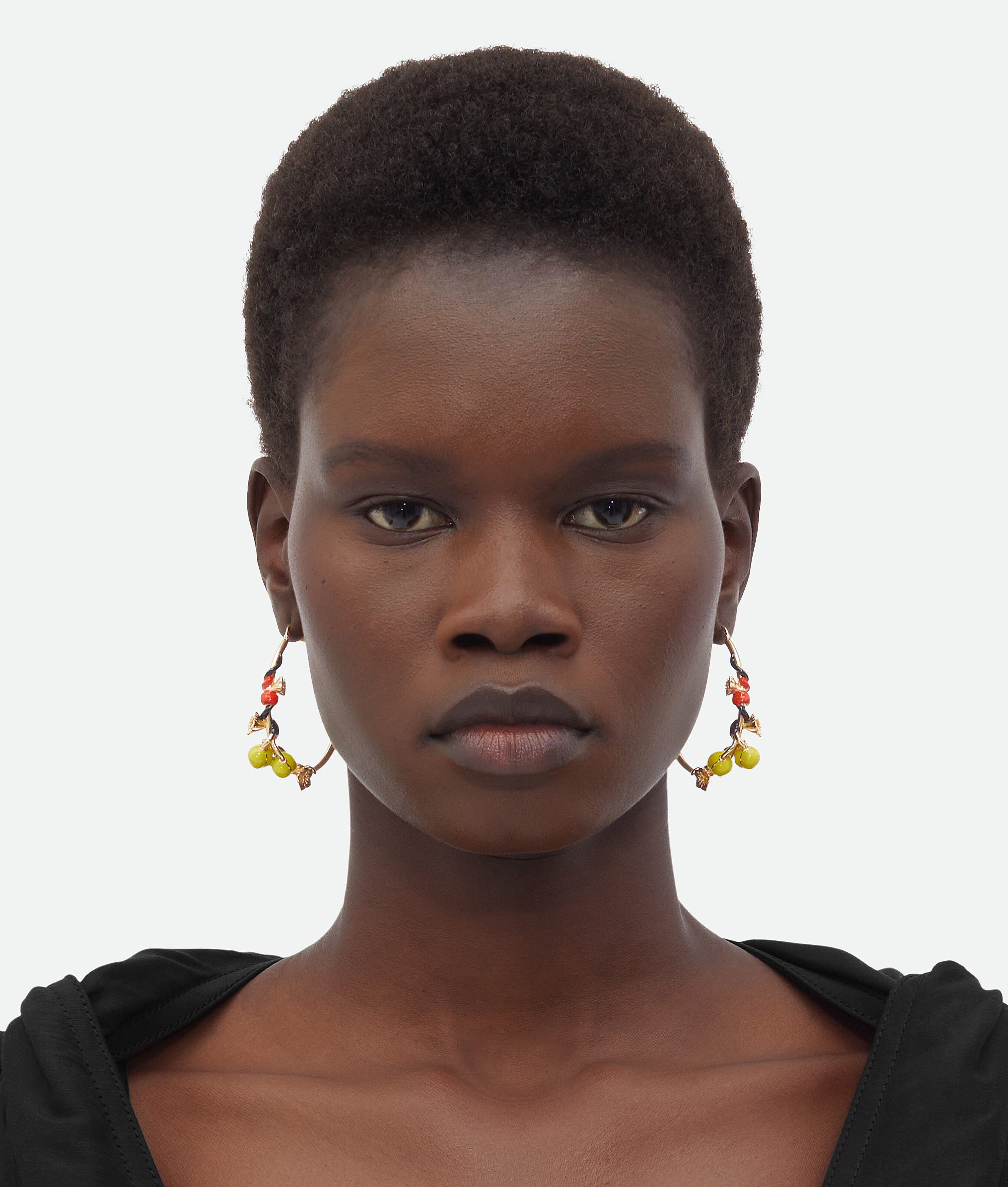 Bottega Veneta Flower Hoop Earrings - Black/lighthouse - Woman