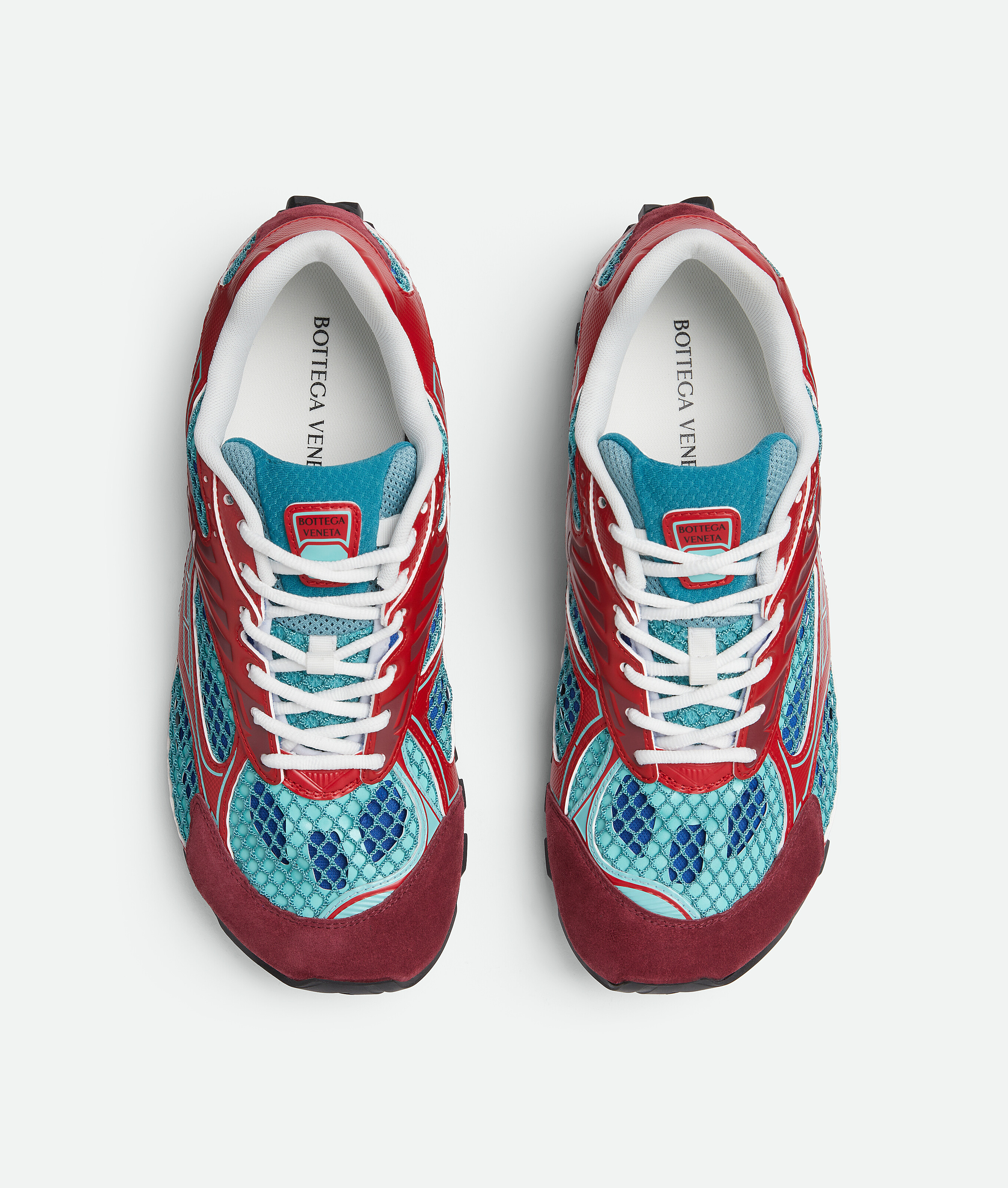 Bottega Veneta Orbit Lace-up Sneakers In Turquoise/cherry