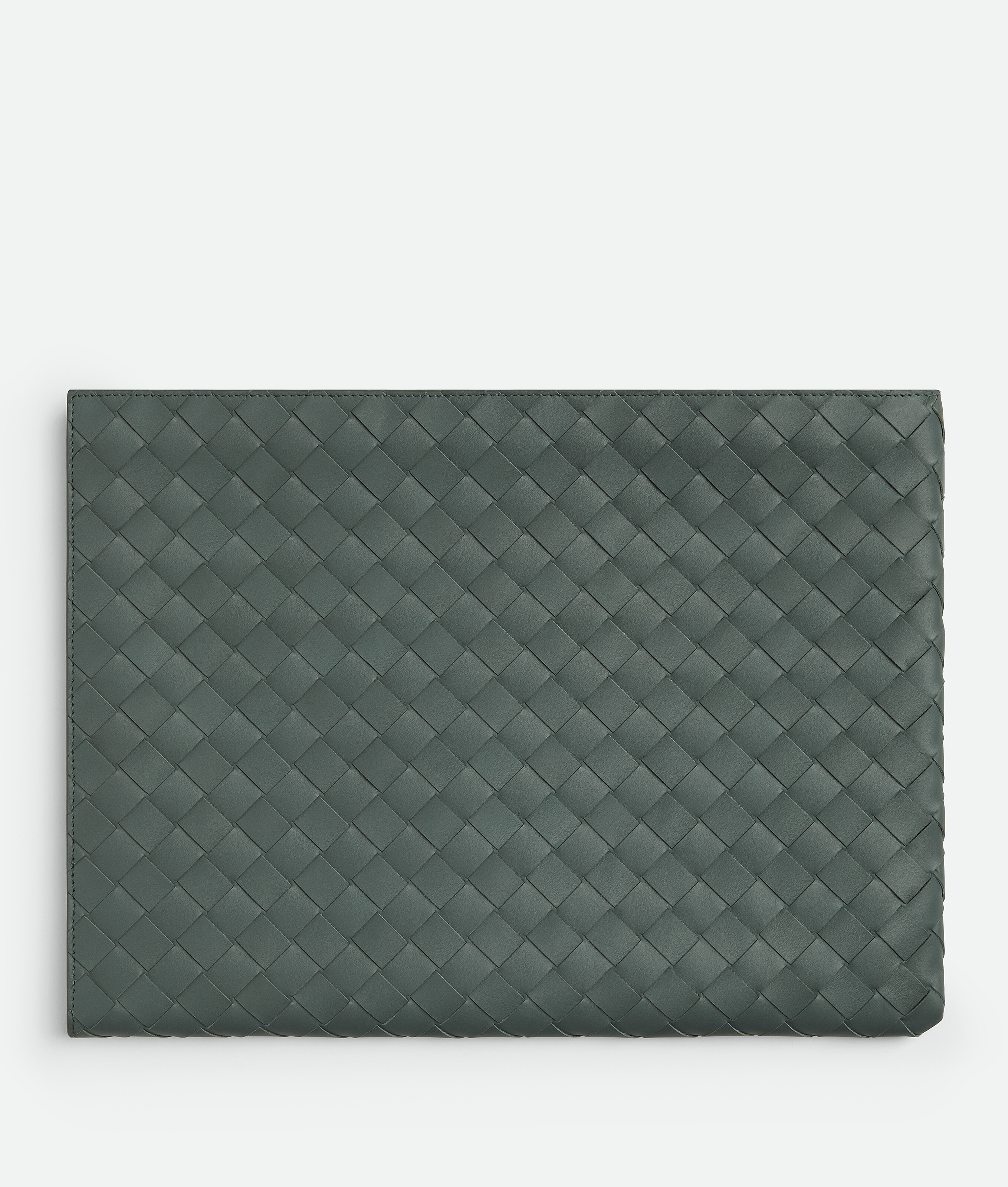 Shop Bottega Veneta Intrecciato Half Zip Pouch In Grey