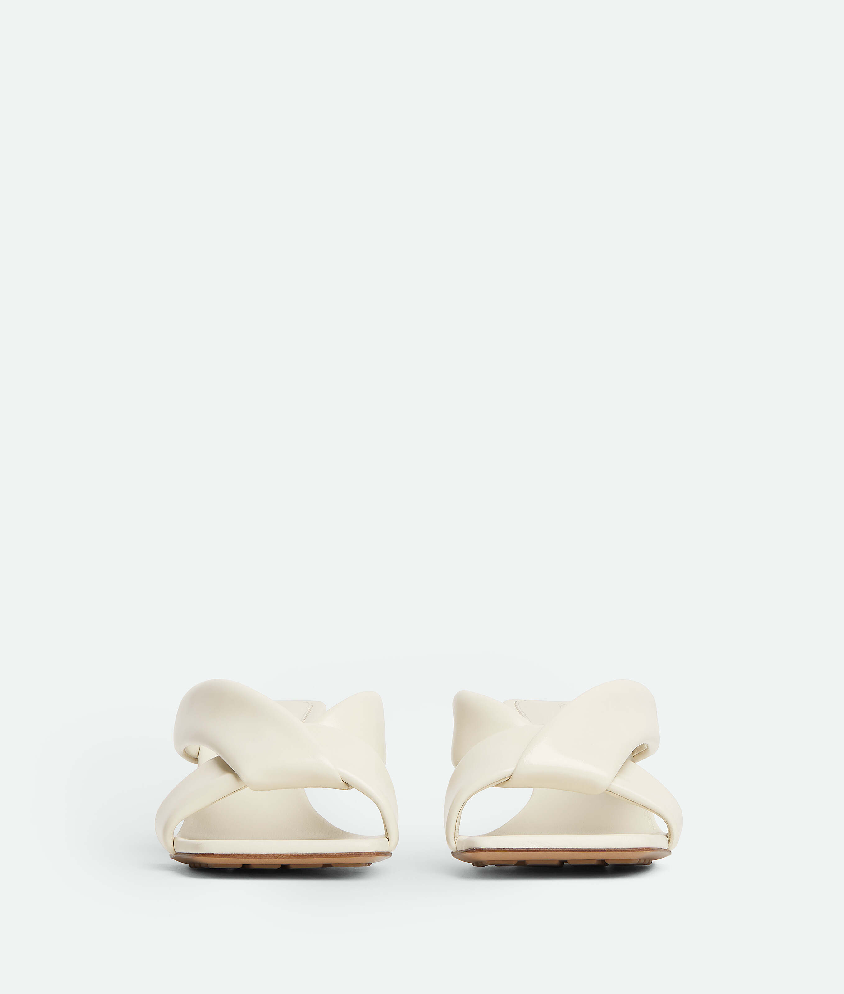 Bottega Veneta Riva Micro Woven Nappa Leather Kitten-heel Sandals In White