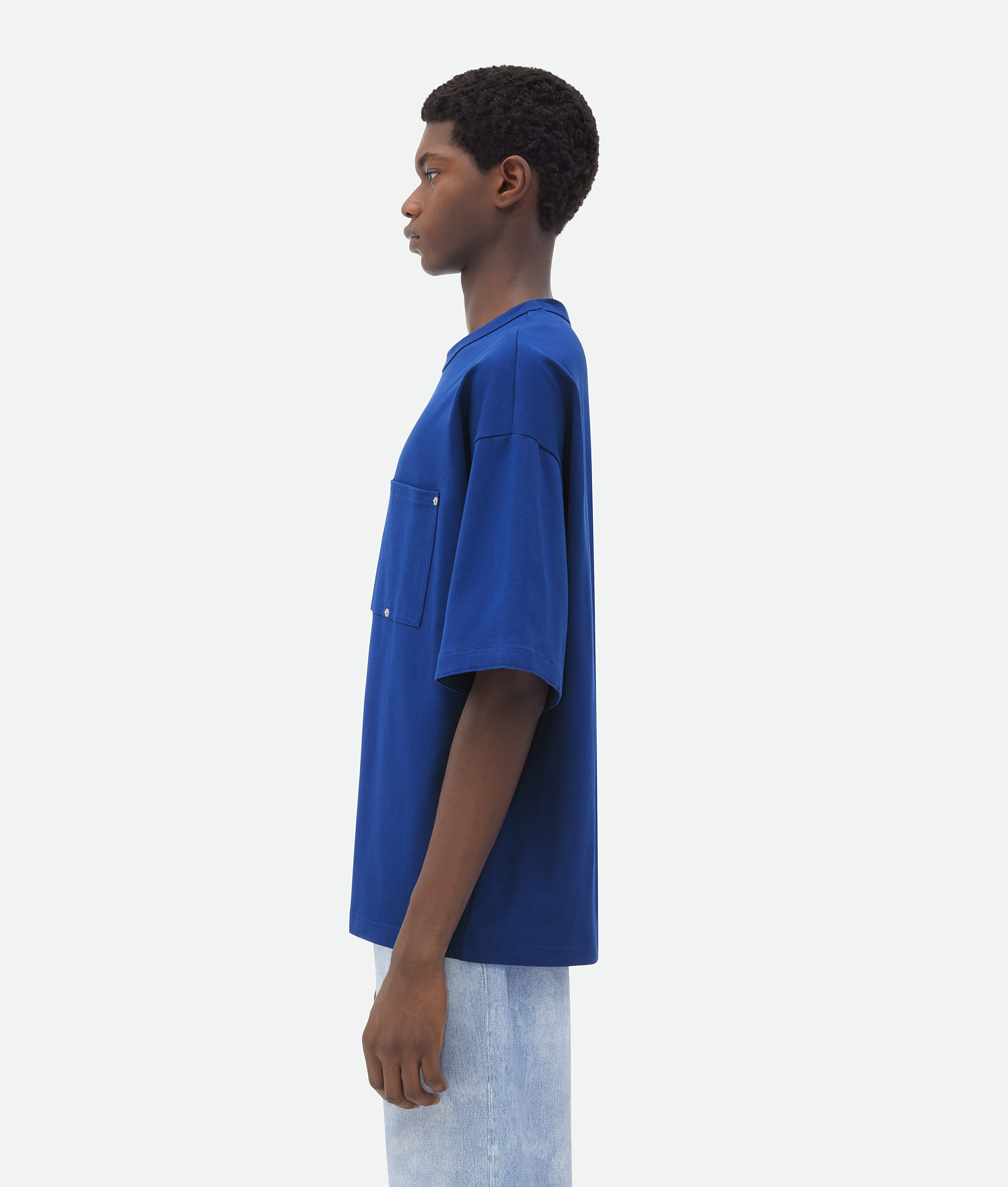 Bottega Veneta Bottega Veneta Jersey T-shirt With V Pocket In Blue
