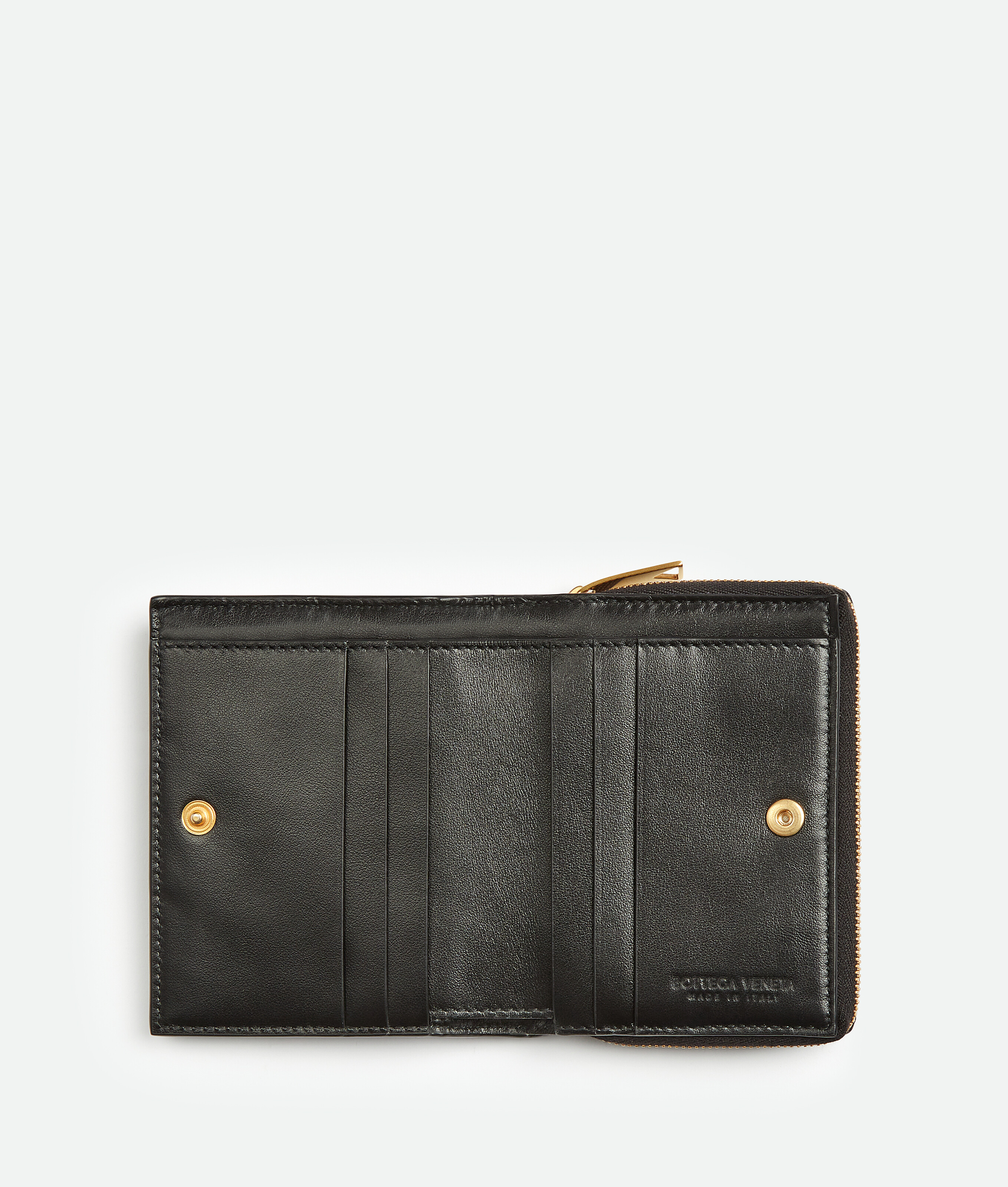 Bottega Veneta Small Cassette Bi-fold Zip Wallet In Black