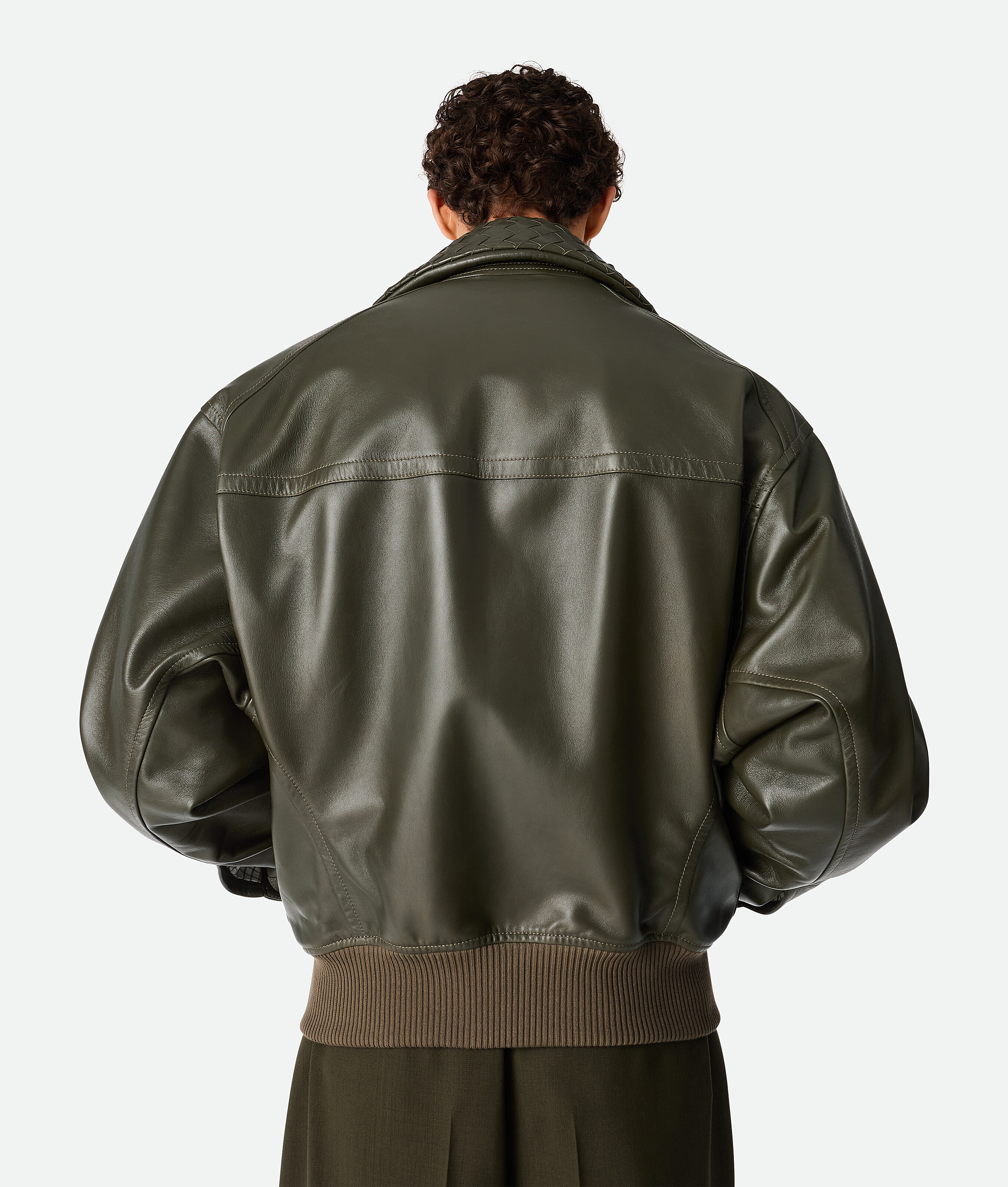 Bottega Veneta Lederblouson In Dark Forest