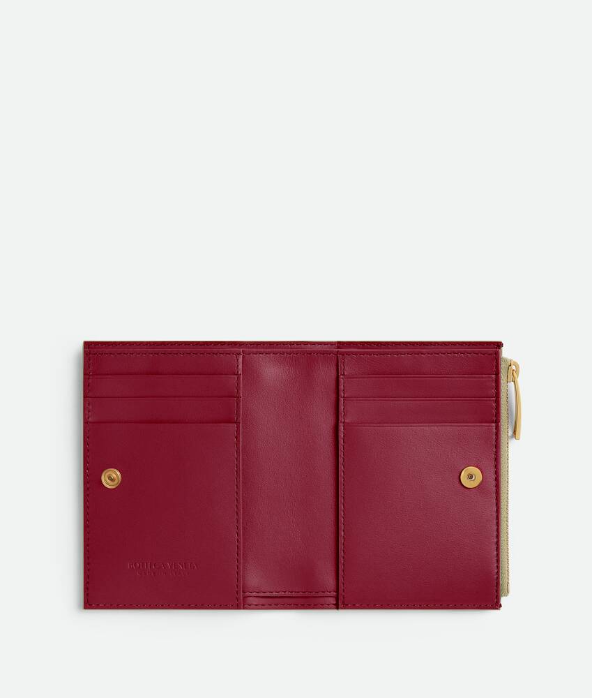 Bottega Veneta Women s Intrecciato Small Bi Fold Wallet in Ice Dark red. Shop online now