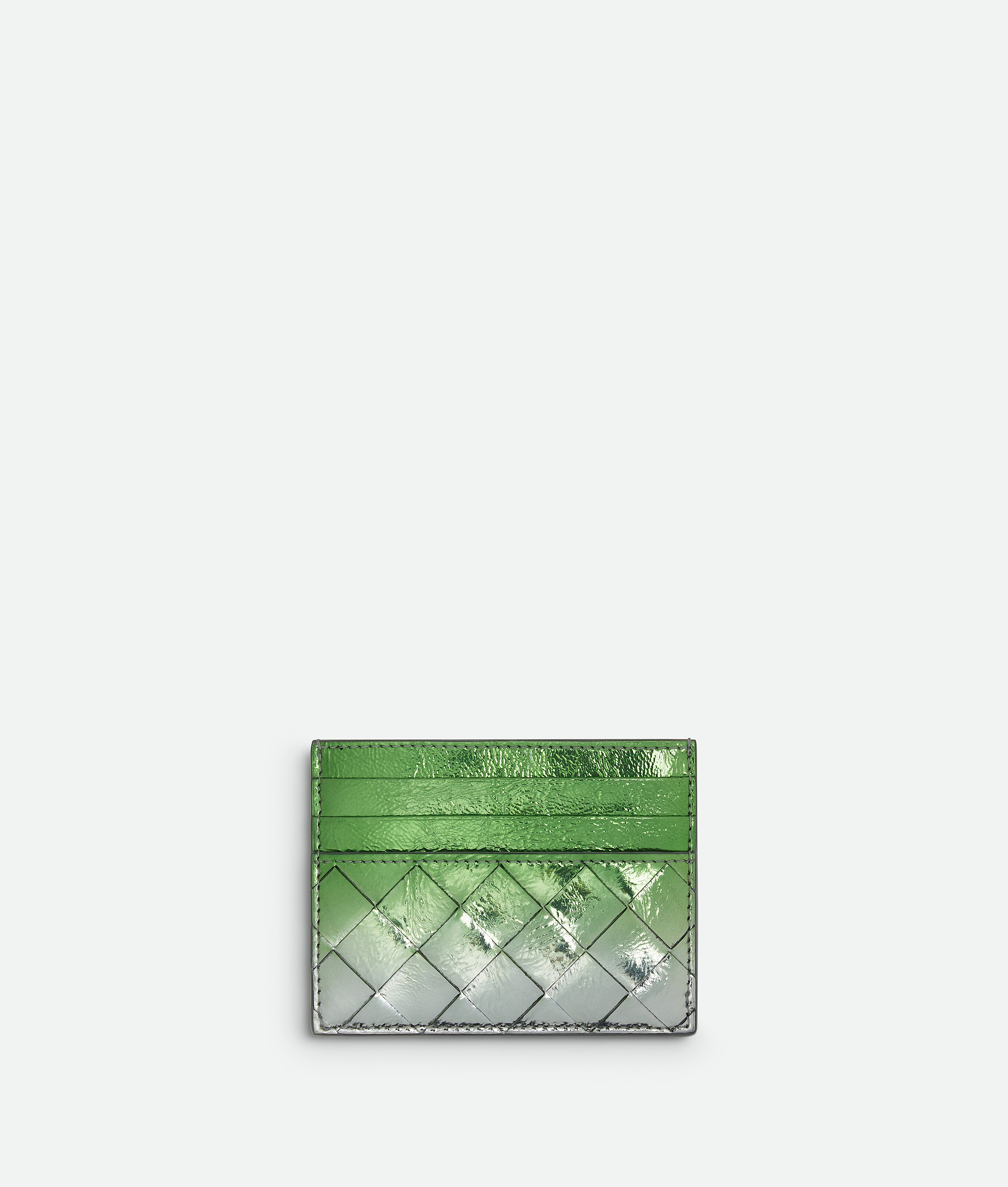 Bottega Veneta Intrecciato Credit Card Case - Silver/fresh Mint - Woman