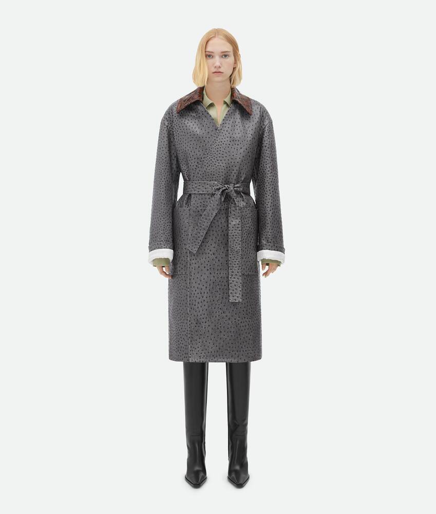 Display a large version of the product image 1 - Ostrich-Effect Leather Belted Coat
