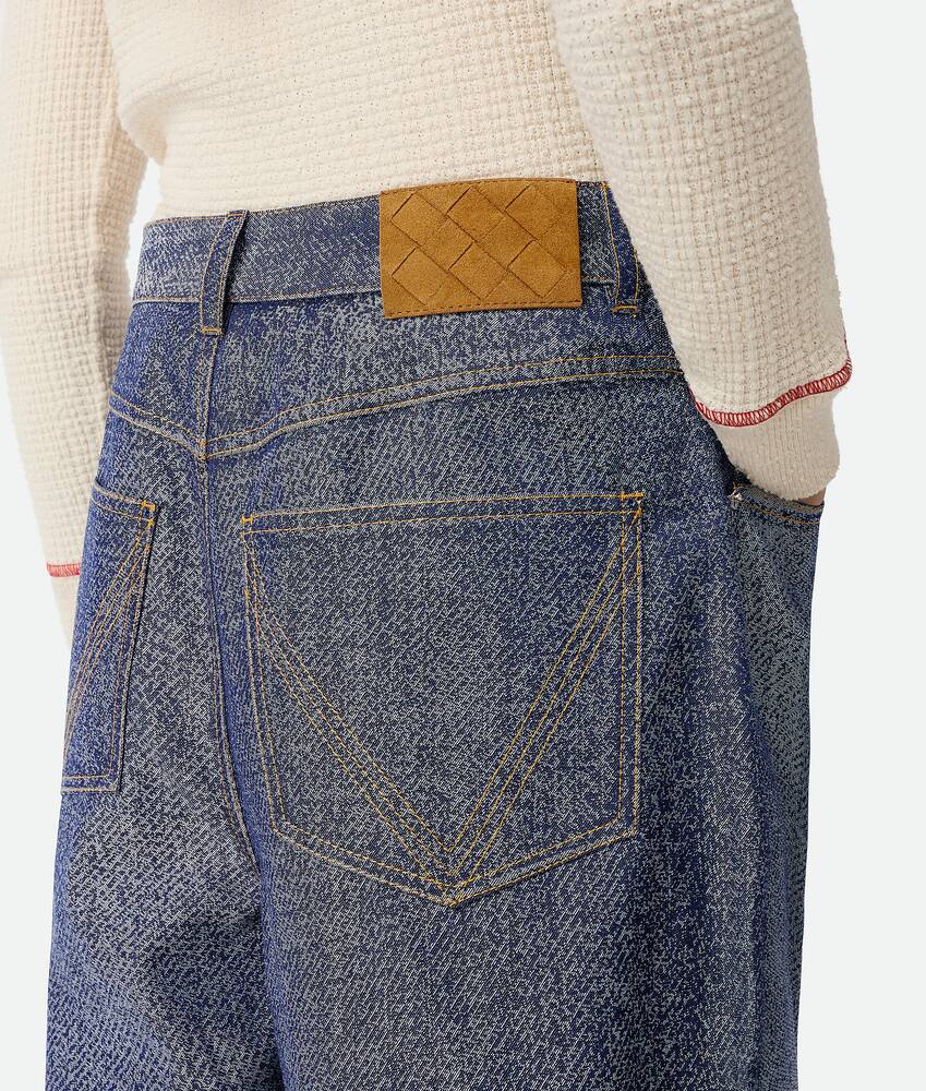 Display a large version of the product image 5 - Denim Jacquard Wide Leg Trousers