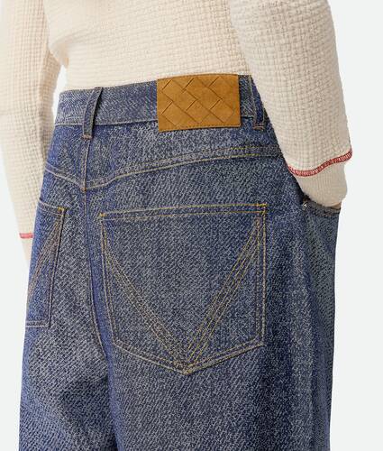 Denim Jacquard Wide Leg Trousers