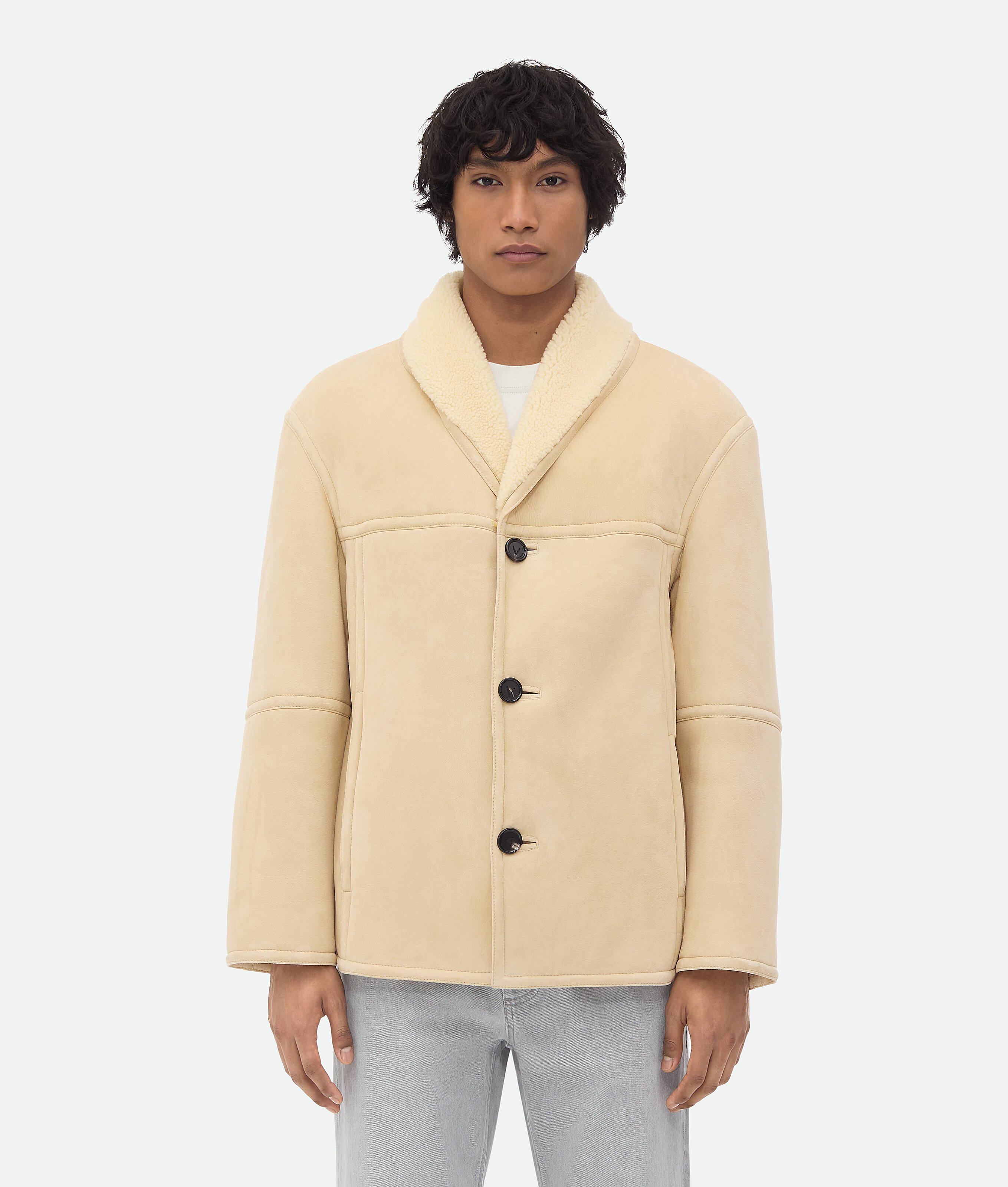Bottega Veneta Merino Shearling Blouson - Beige - Man - 42 - Lambskin