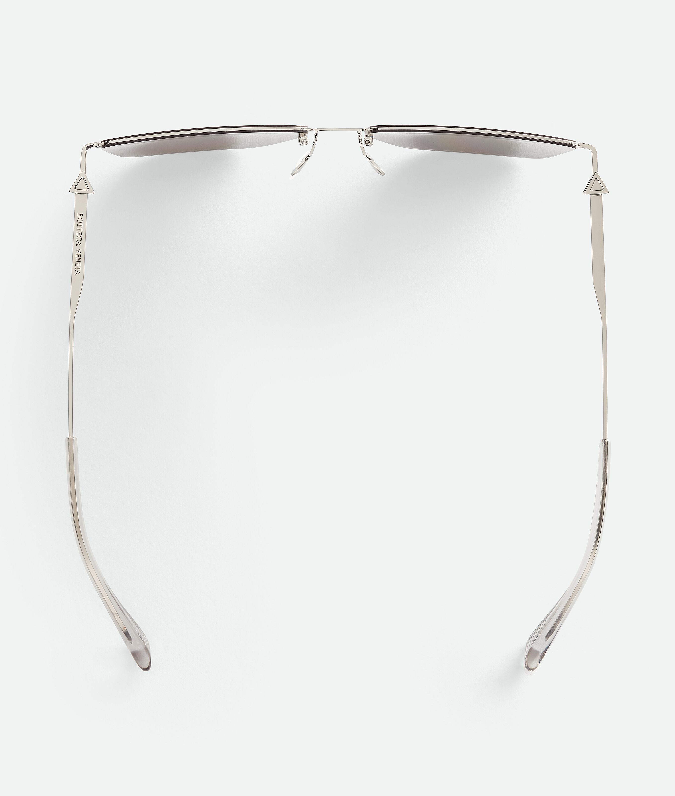 Shop Bottega Veneta Ultrathin Metal Rectangular Sunglasses In Silver