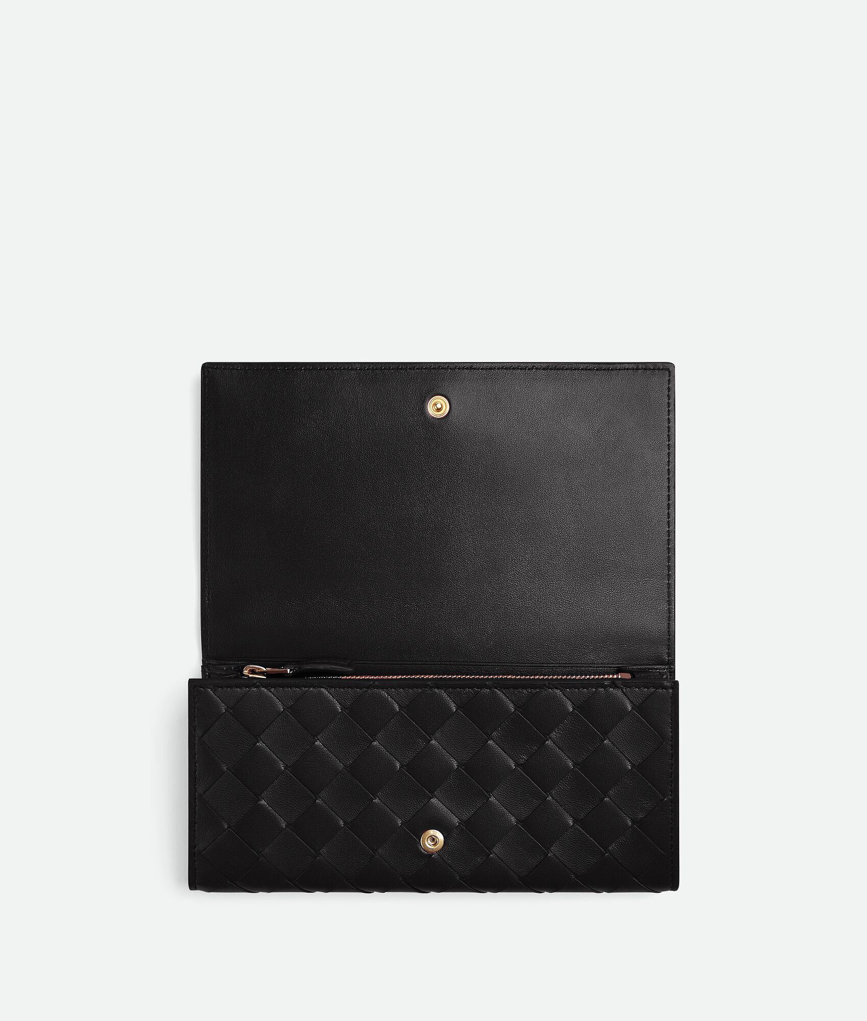 Bottega Veneta® Women's Intrecciato Large Flap Wallet in Black 
