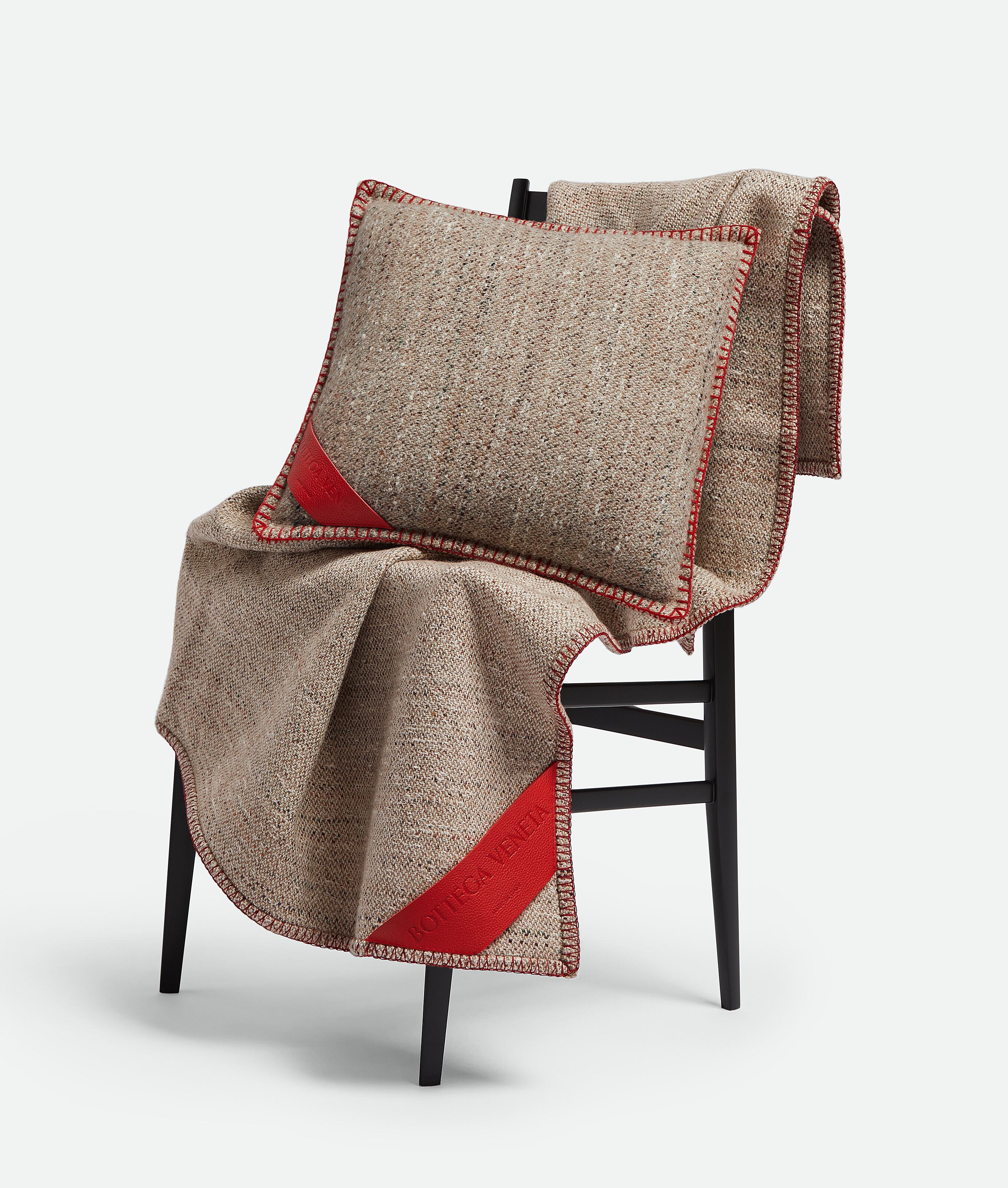 Shop Bottega Veneta Tweed Cushion In Brown