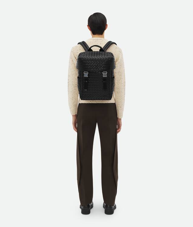 Bottega Veneta® Men's Intrecciato Flap Backpack in Black. Shop online now.