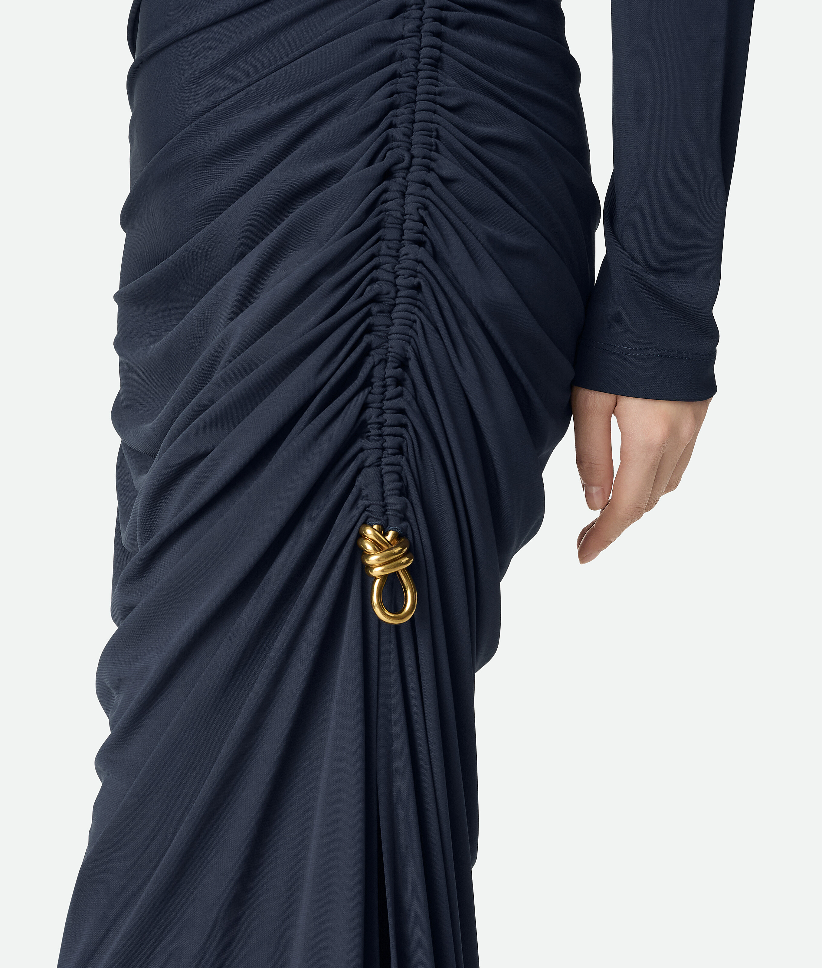 Bottega Veneta Knot Draped Jersey Gown In Blue