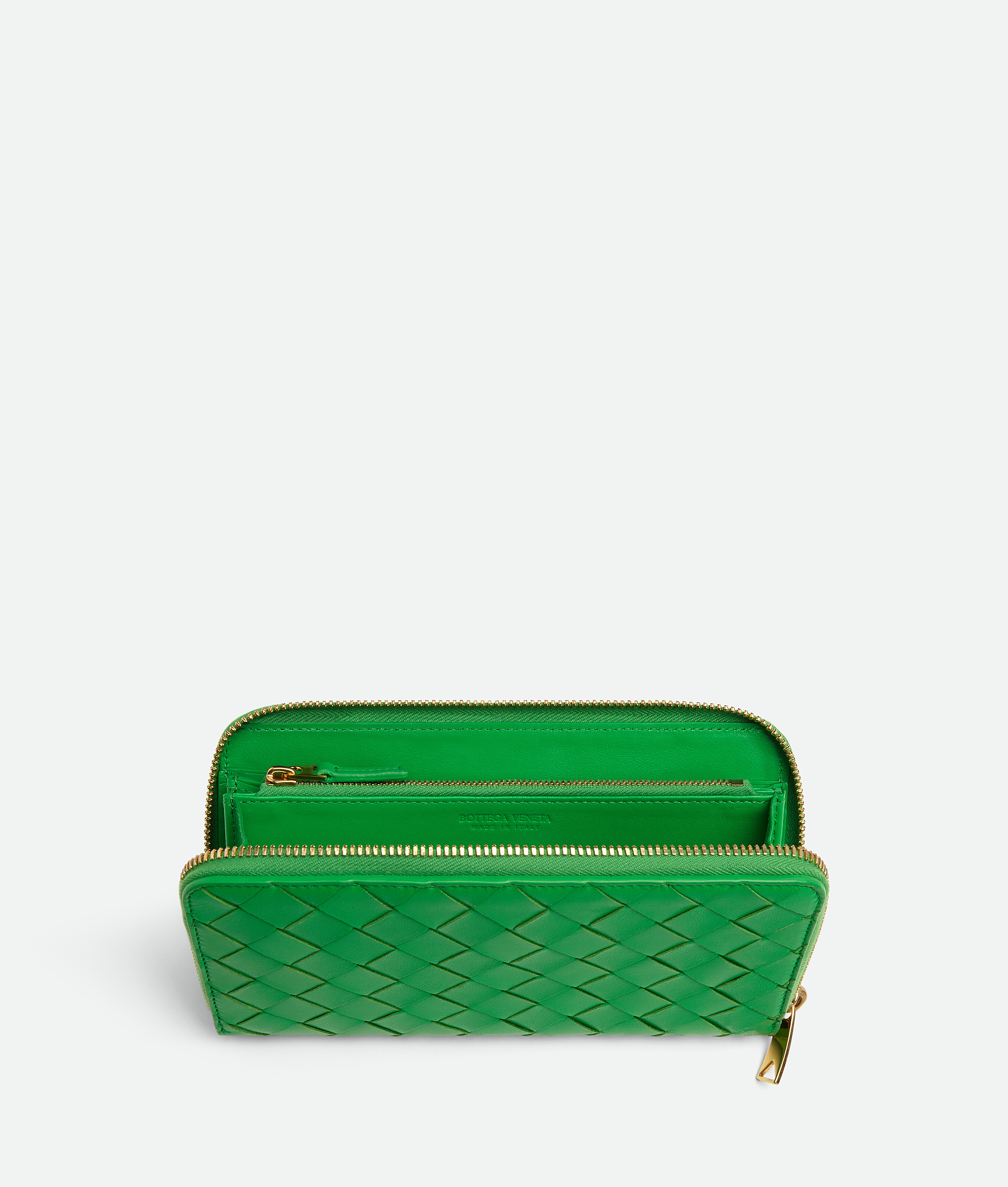 Shop Bottega Veneta Intrecciato Zip Around Wallet In Green