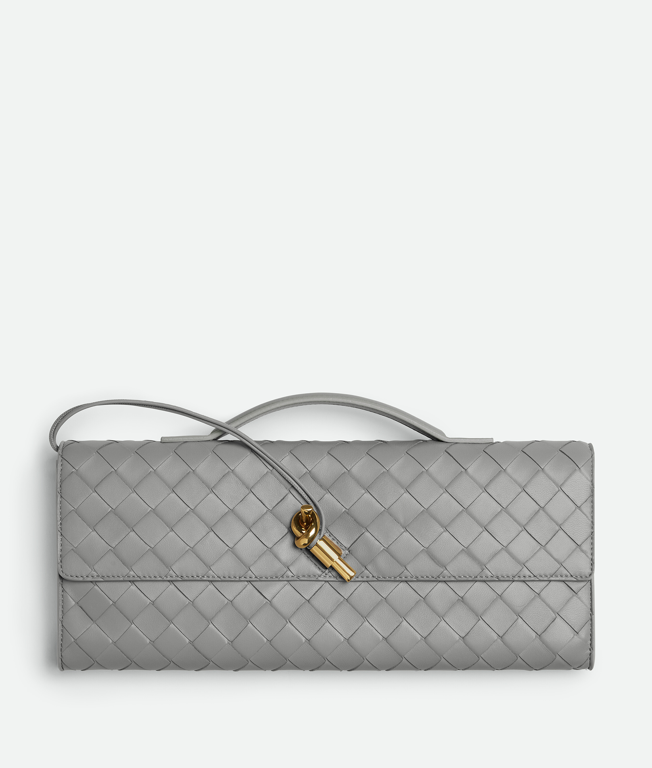 Bottega Veneta Long Andiamo Clutch In Grey