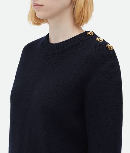 Wool Sweater With Metal Knot Buttons