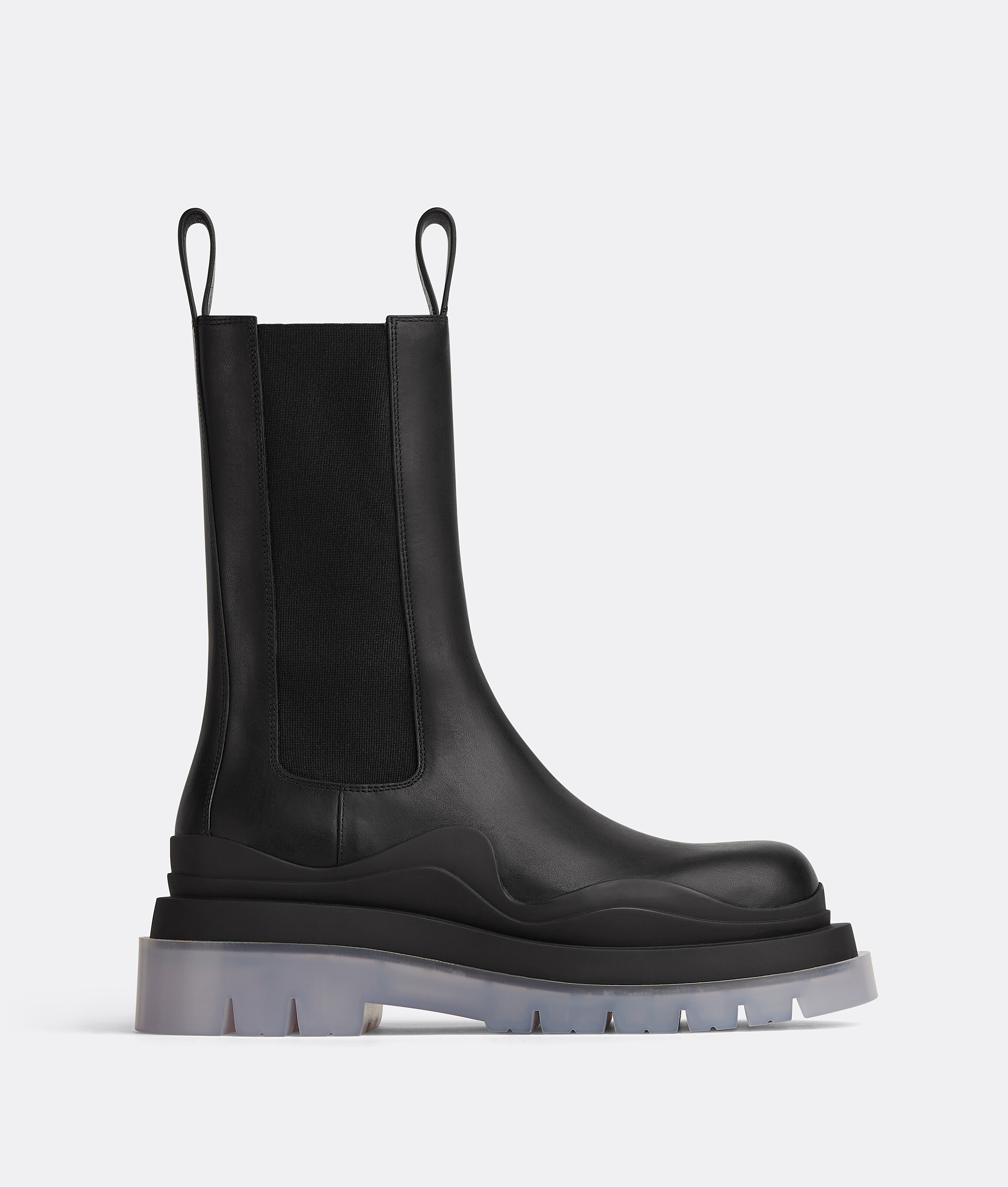 Bottega Veneta Tire Rubber-trimmed Leather Chelsea Boots In Black Transparent