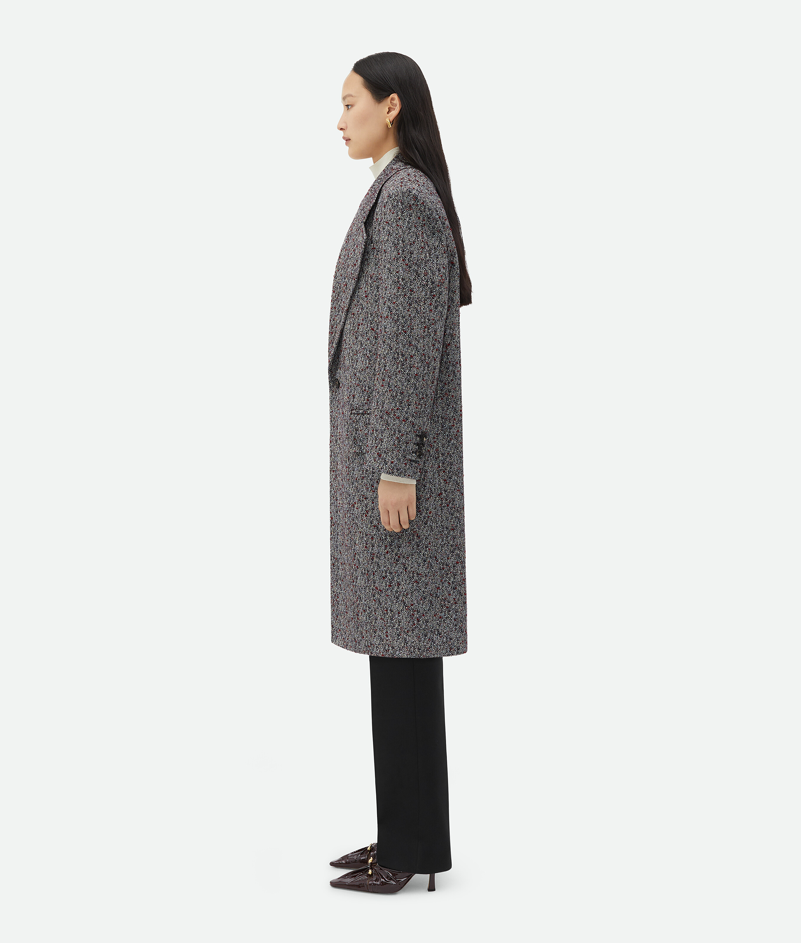 Shop Bottega Veneta Textured Wool Blend Coat In Grey